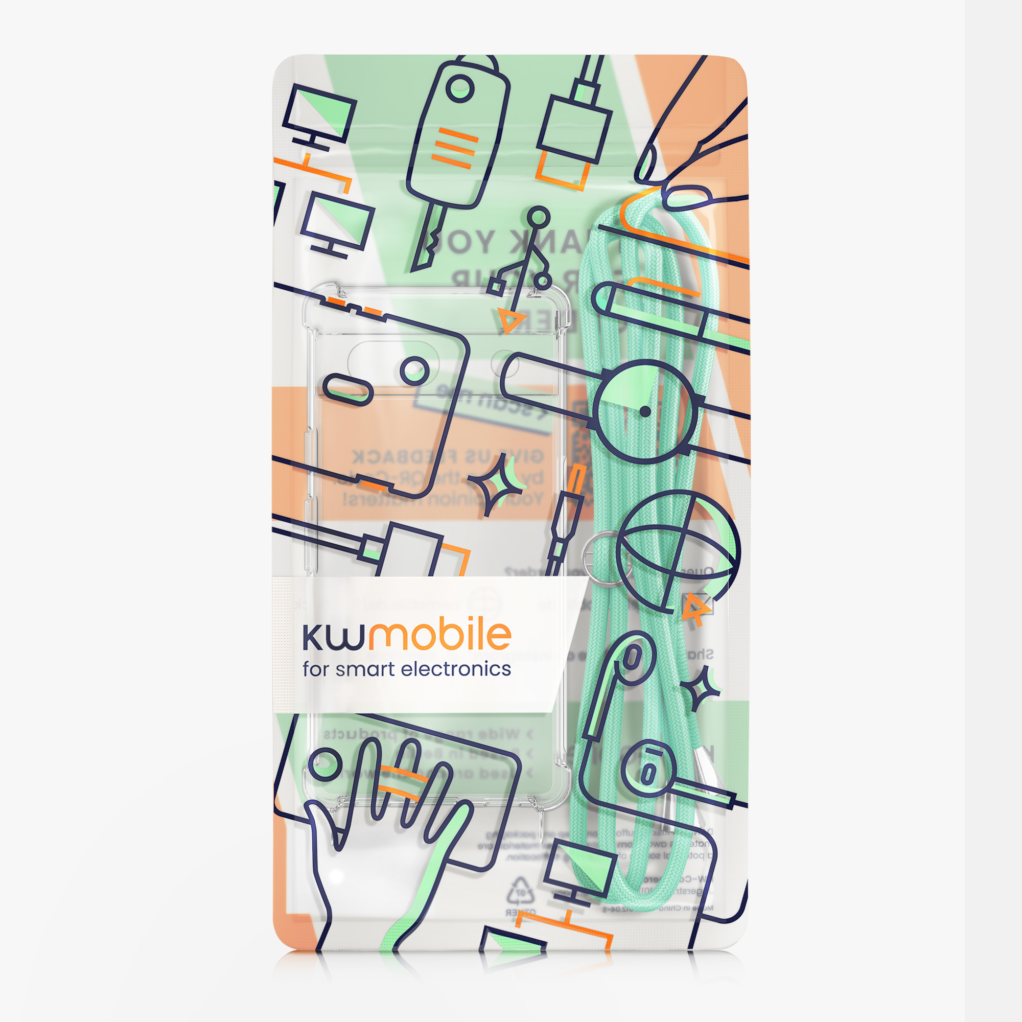 Crossbody kryt kwmobile pro Google Pixel 8a - Transparent / Mint