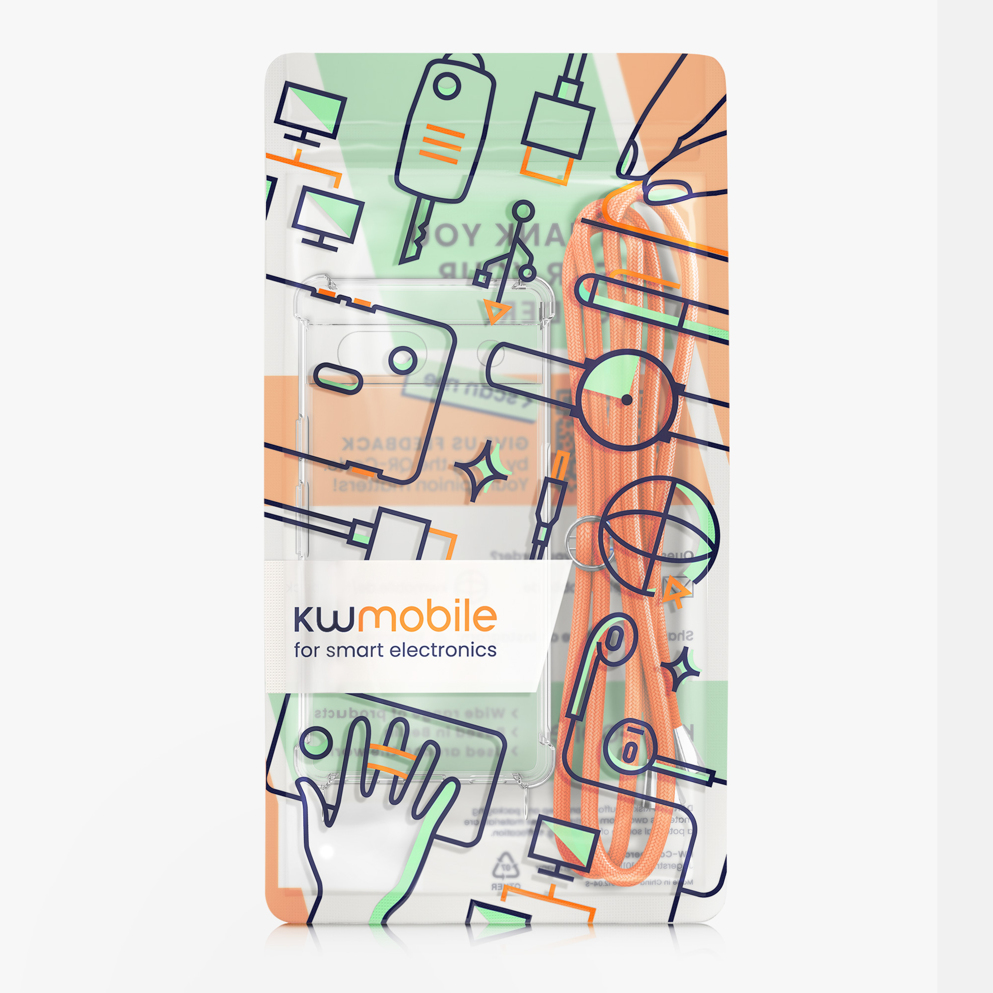 Crossbody kryt kwmobile pro Google Pixel 8a - Transparent / Neon Orange