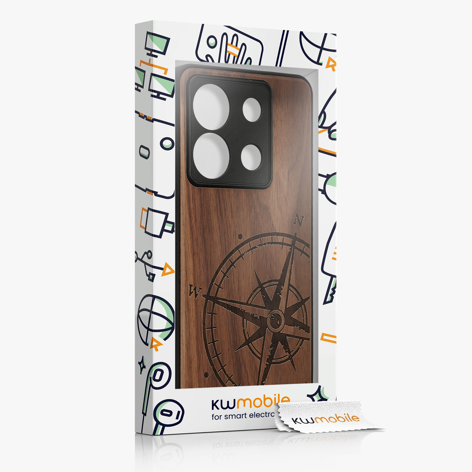 Dřevěný kryt Xiaomi Redmi Note 13 Pro 5G TPU nárazník tmavě hnědá kwmobile