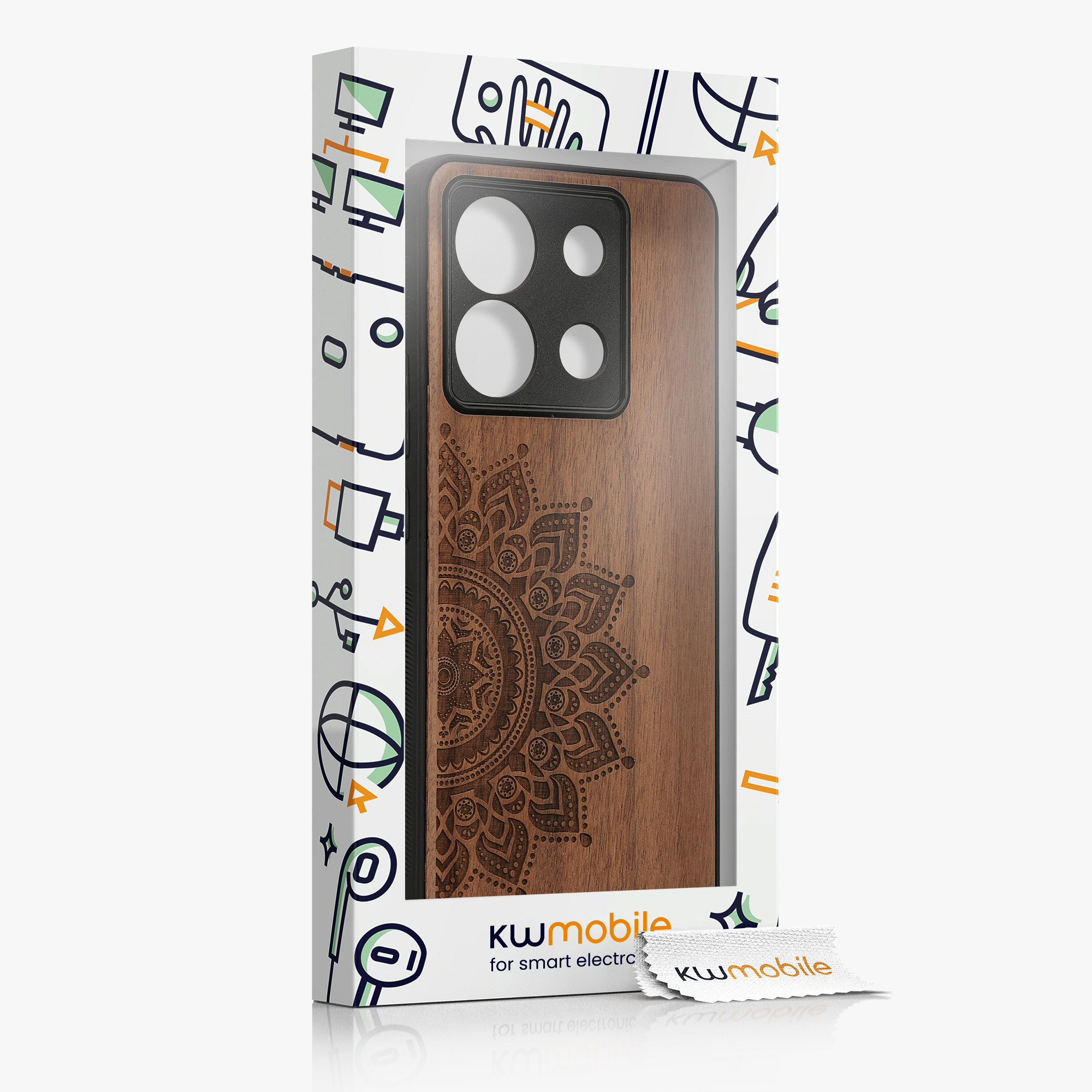 Dřevěný kryt Xiaomi Redmi Note 13 Pro 5G TPU nárazník tmavě hnědá kwmobile