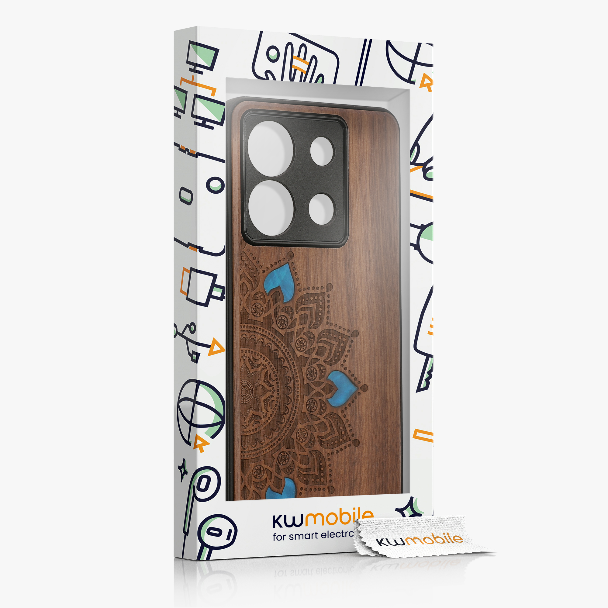 Dřevěný kryt Xiaomi Redmi Note 13 Pro 5G TPU nárazník tmavě hnědá kwmobile