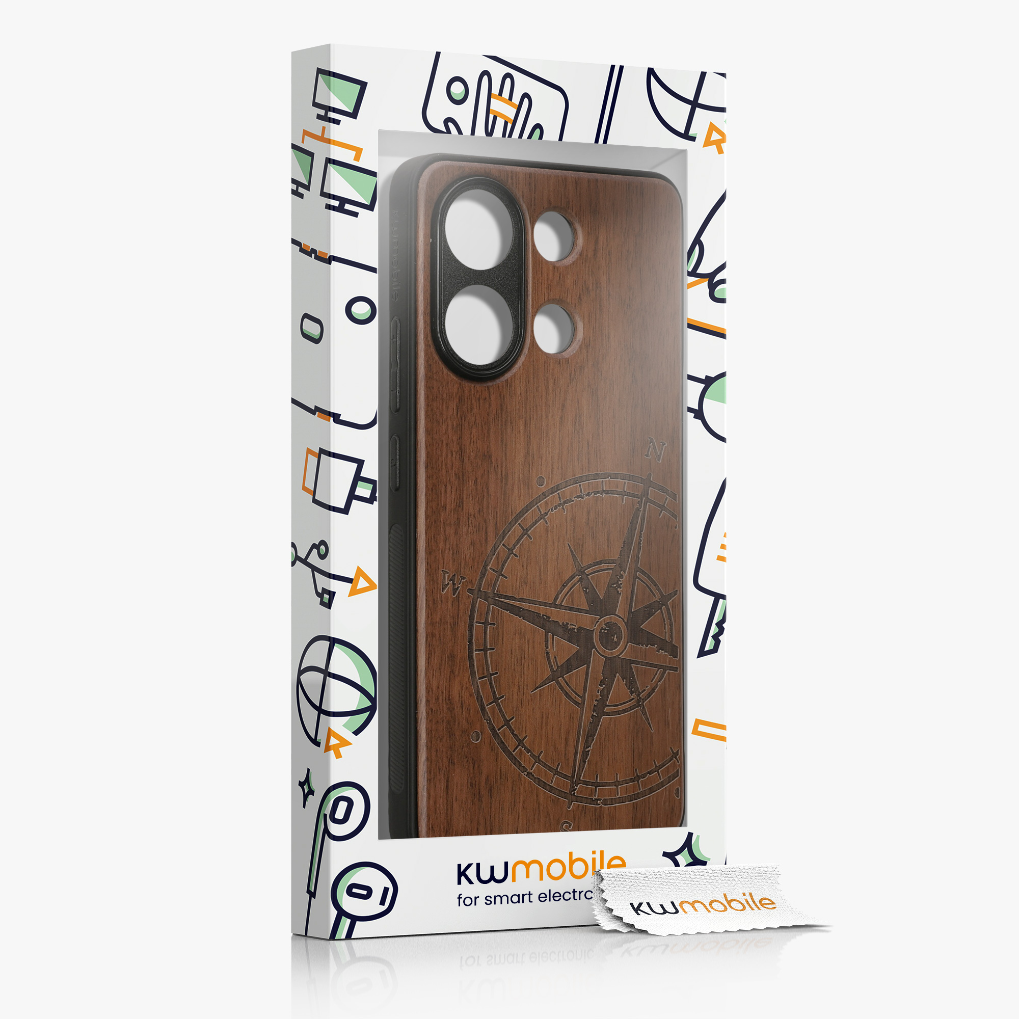 Dřevěný kryt Xiaomi Redmi Note 13 4G TPU nárazník tmavě hnědá kwmobile