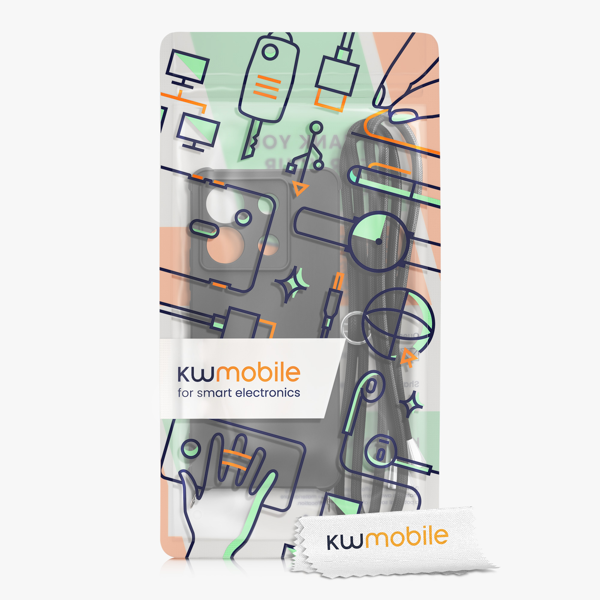 Kryt Xiaomi Redmi Note 13 Pro 5G crossbody popruh TPU černá kwmobile