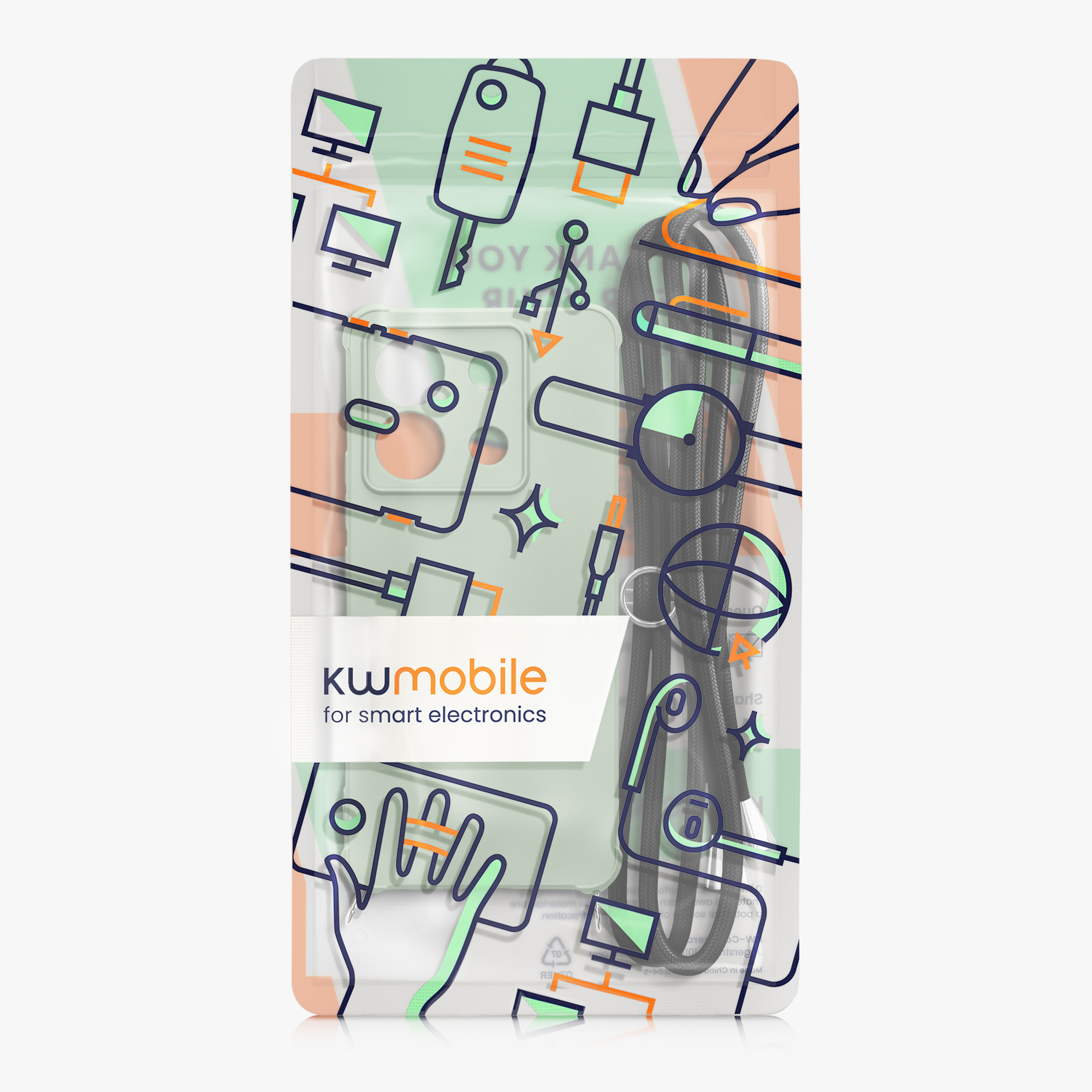 Kryt Xiaomi Redmi Note 13 Pro 5G crossbody popruh TPU šedozelená kwmobile