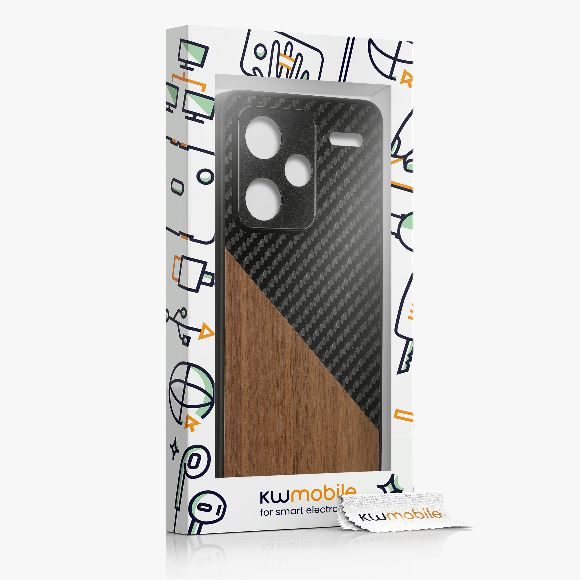 Kryt Xiaomi Redmi Note 13 Pro+ 5G silikonový TPU tmavě hnědá/černá kwmobile