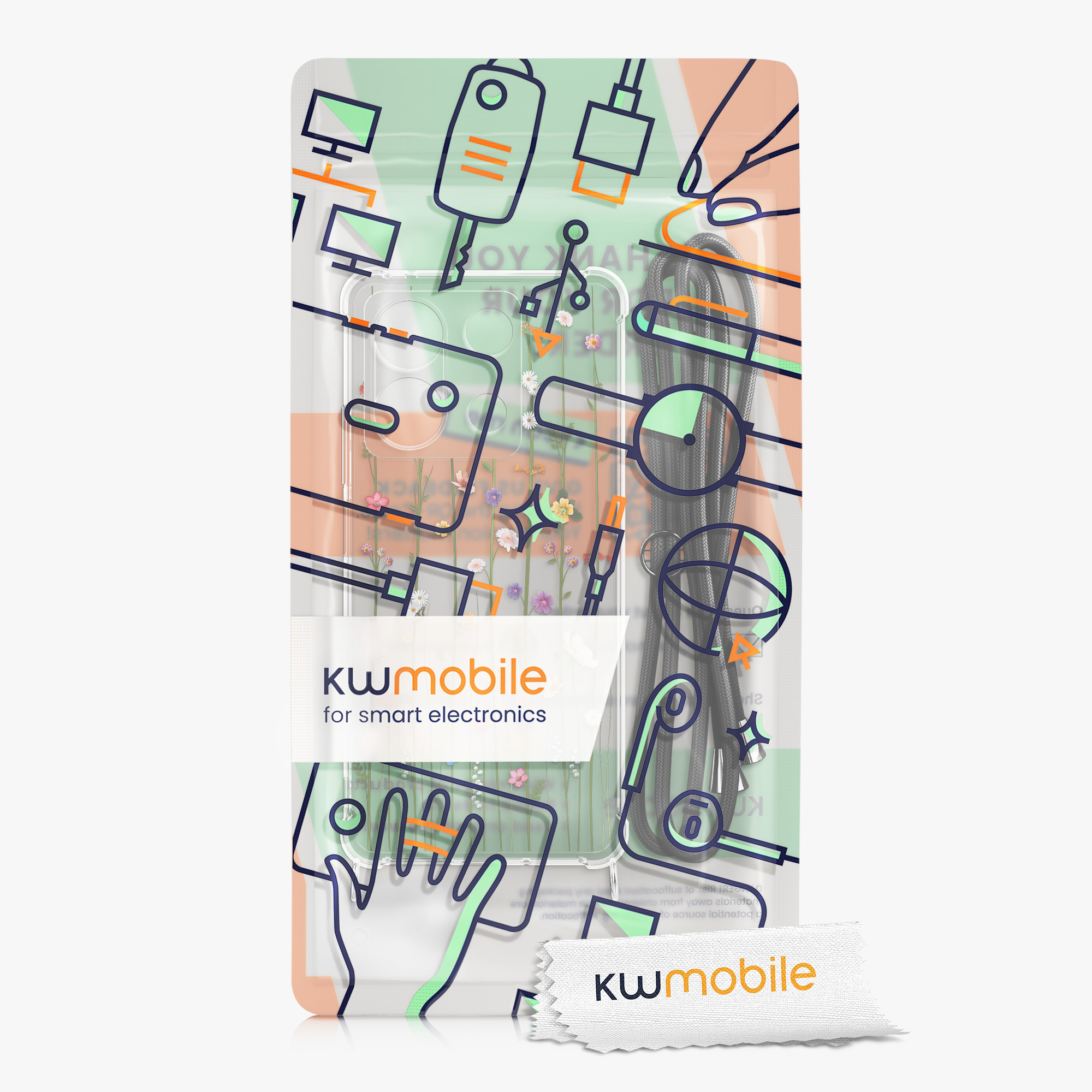 Kryt Xiaomi Redmi Note 13 Pro 5G crossbody popruh divoké kvítí - vícebarevná kwmobile