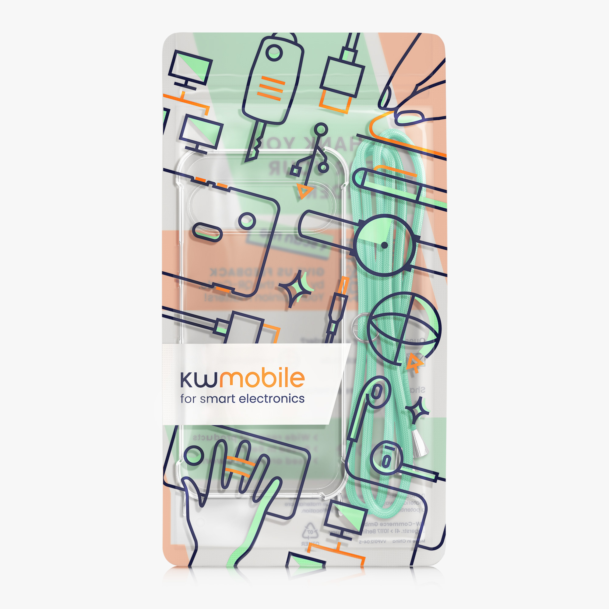 Crossbody kryt na mobil kwmobile Crossbody Case pro Google Pixel 9 / Pixel 9 Pro - transparentní