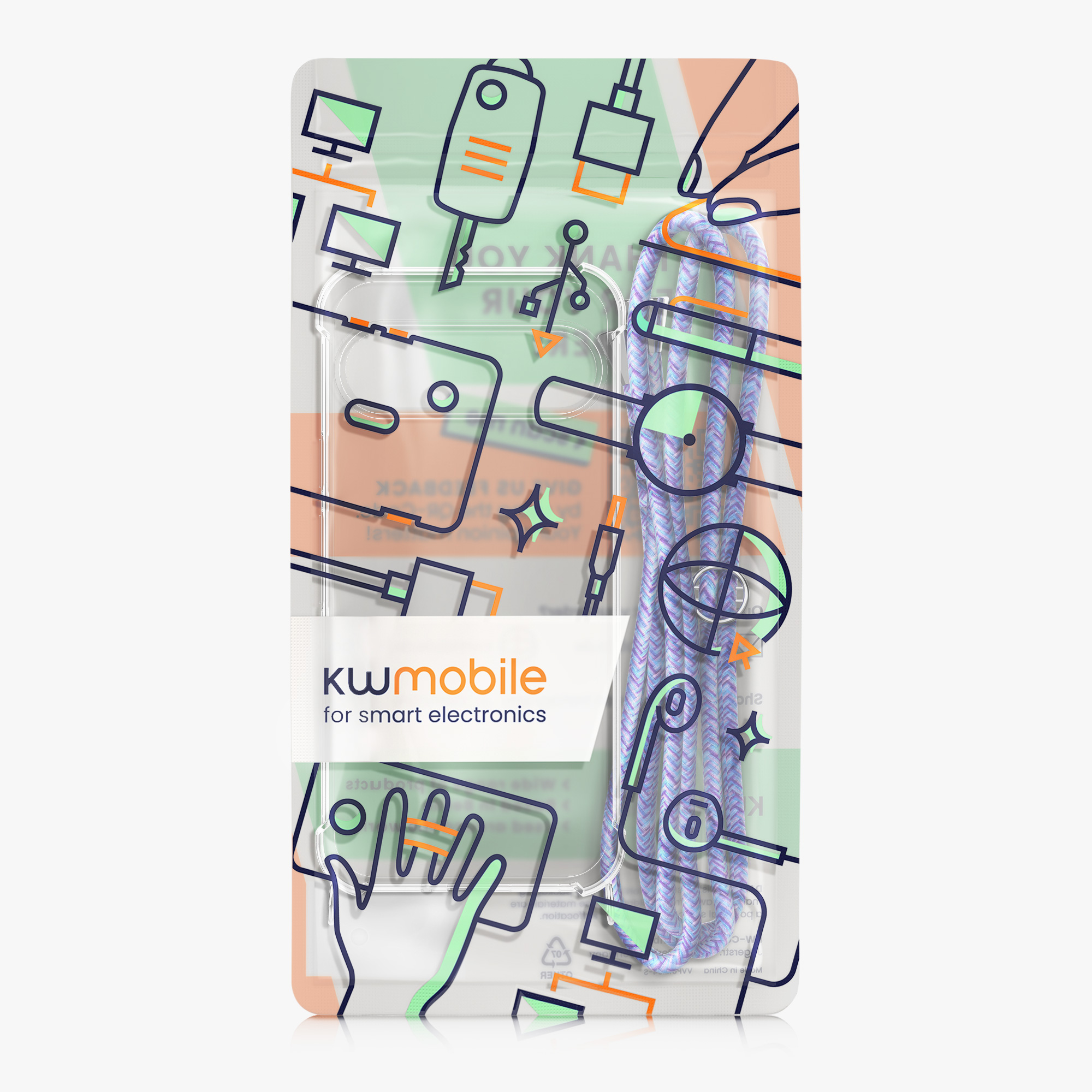 Crossbody kryt na mobil kwmobile Crossbody Case pro Google Pixel 9 / Pixel 9 Pro - levandulová / fialová / světle modrá