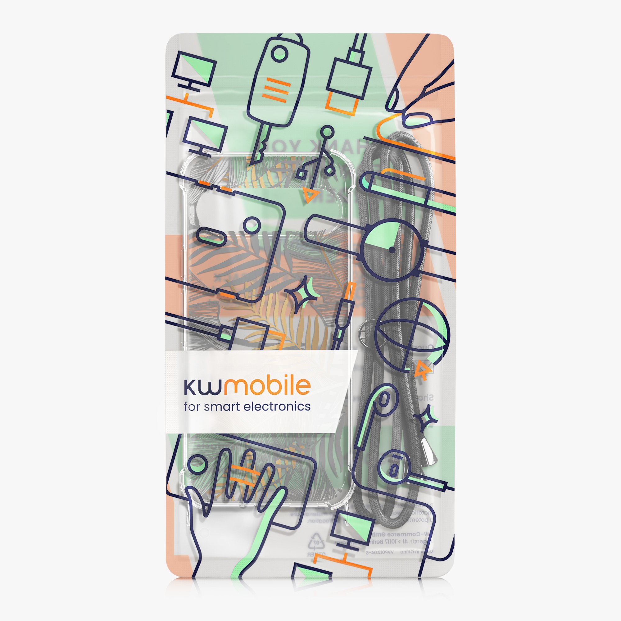 Crossbody kryt na mobil kwmobile Crossbody Case pro Google Pixel 9 / Pixel 9 Pro - šedá / transparentní