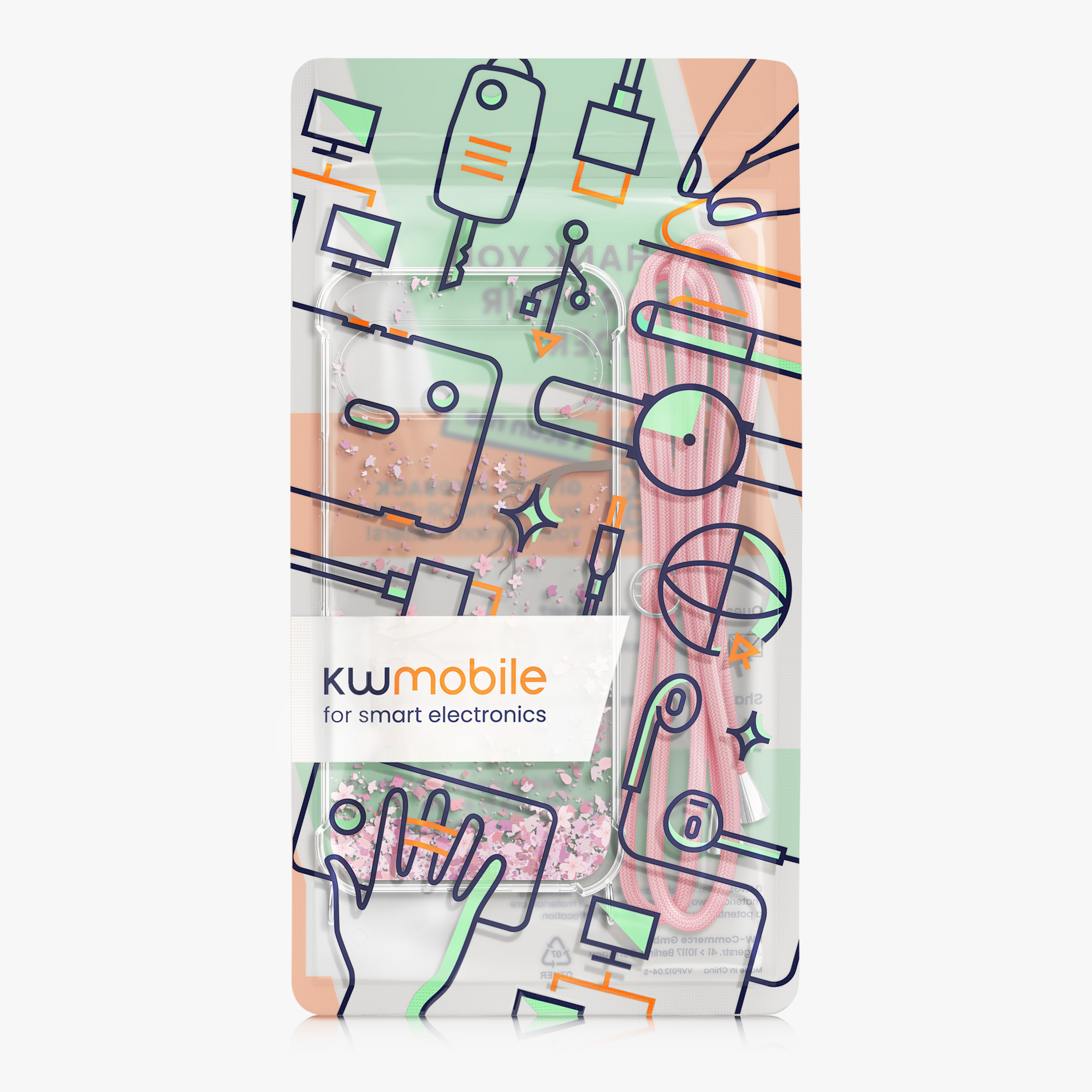 Crossbody kryt na mobil kwmobile Crossbody Case pro Google Pixel 9 / Pixel 9 Pro - tmavě hnědá / transparentní
