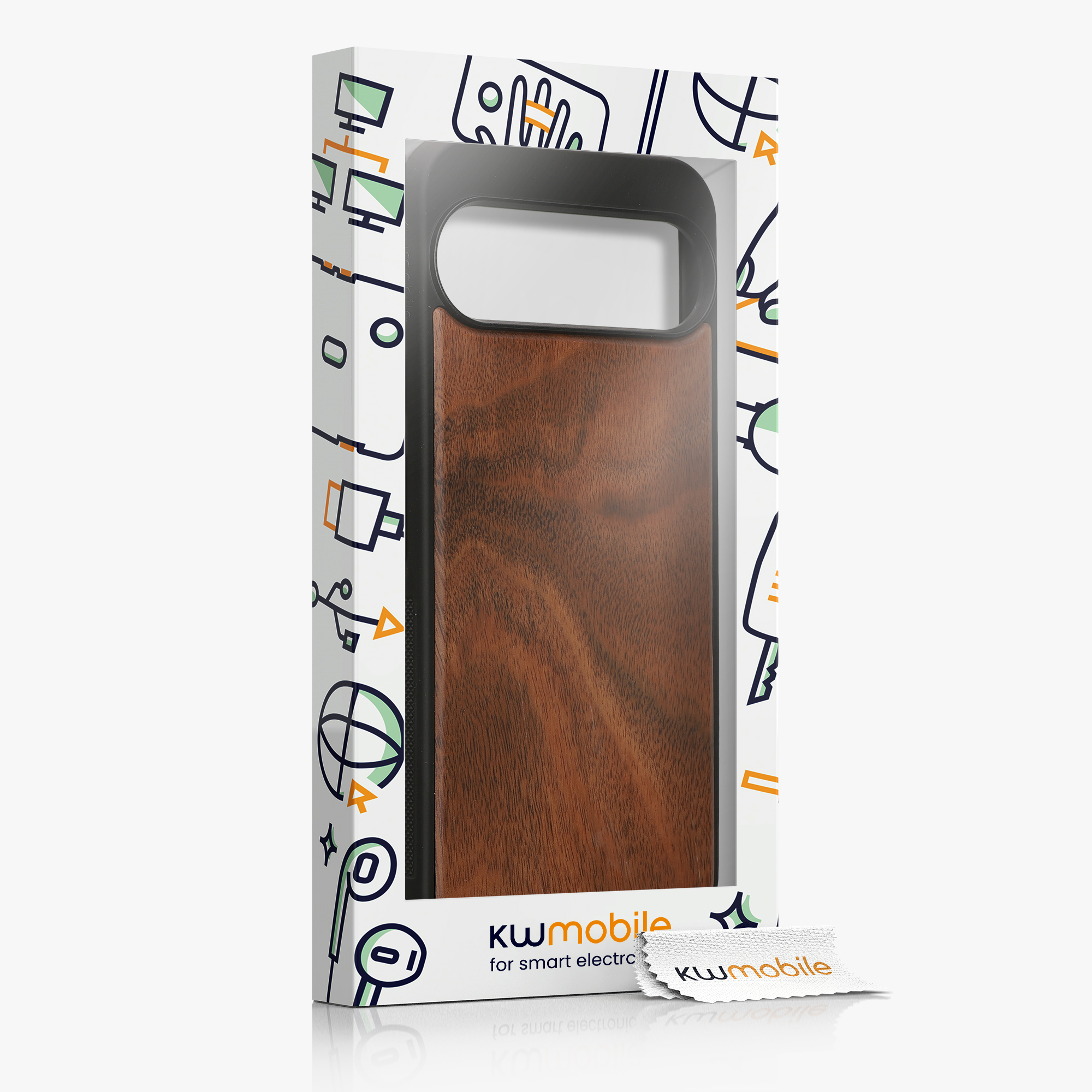 Dřevěný kryt kwmobile pro Google Pixel 9 Pro XL - vintage hnědá / hnědá