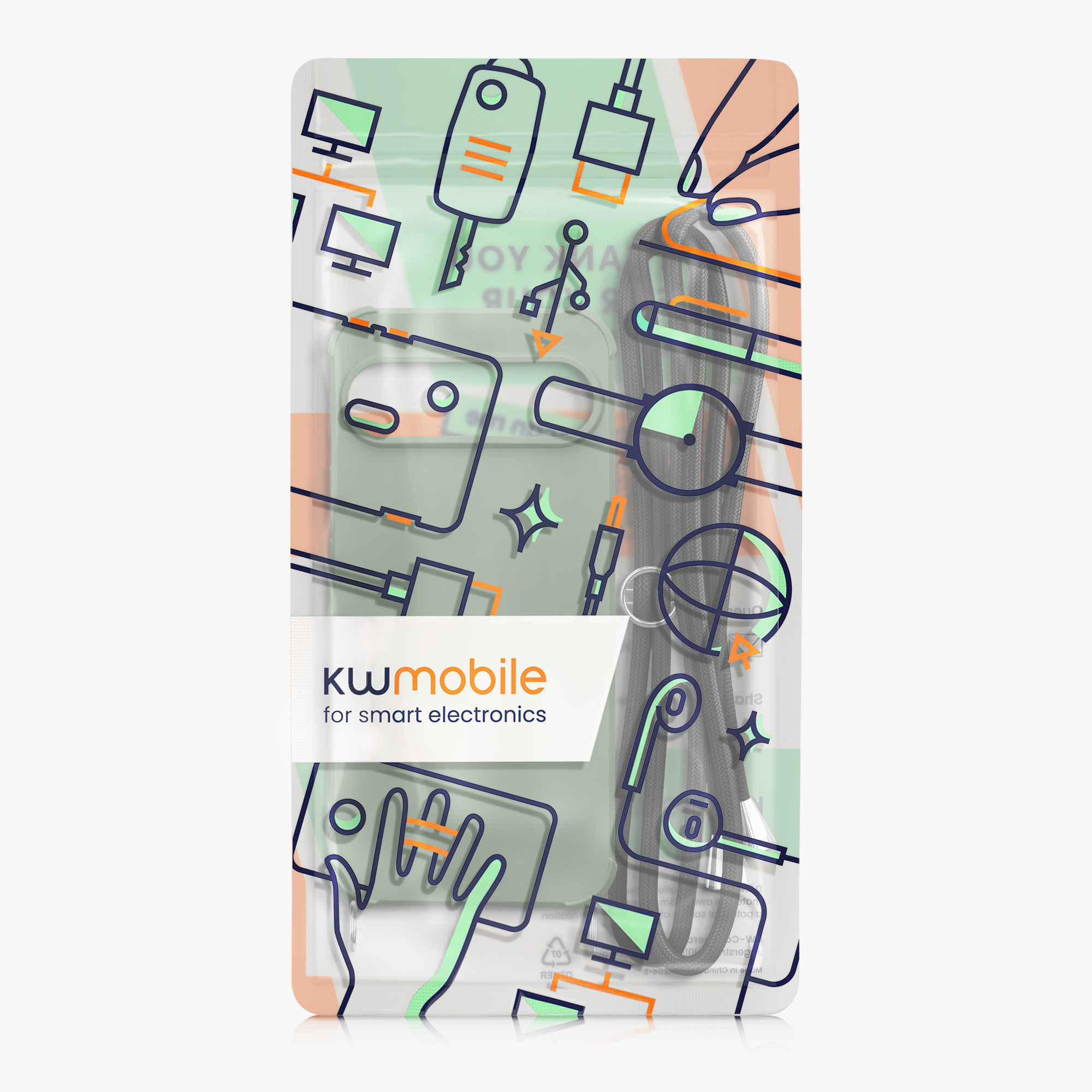 Crossbody kryt na mobil kwmobile Crossbody Case pro Google Pixel 9 / Pixel 9 Pro - šedozelená