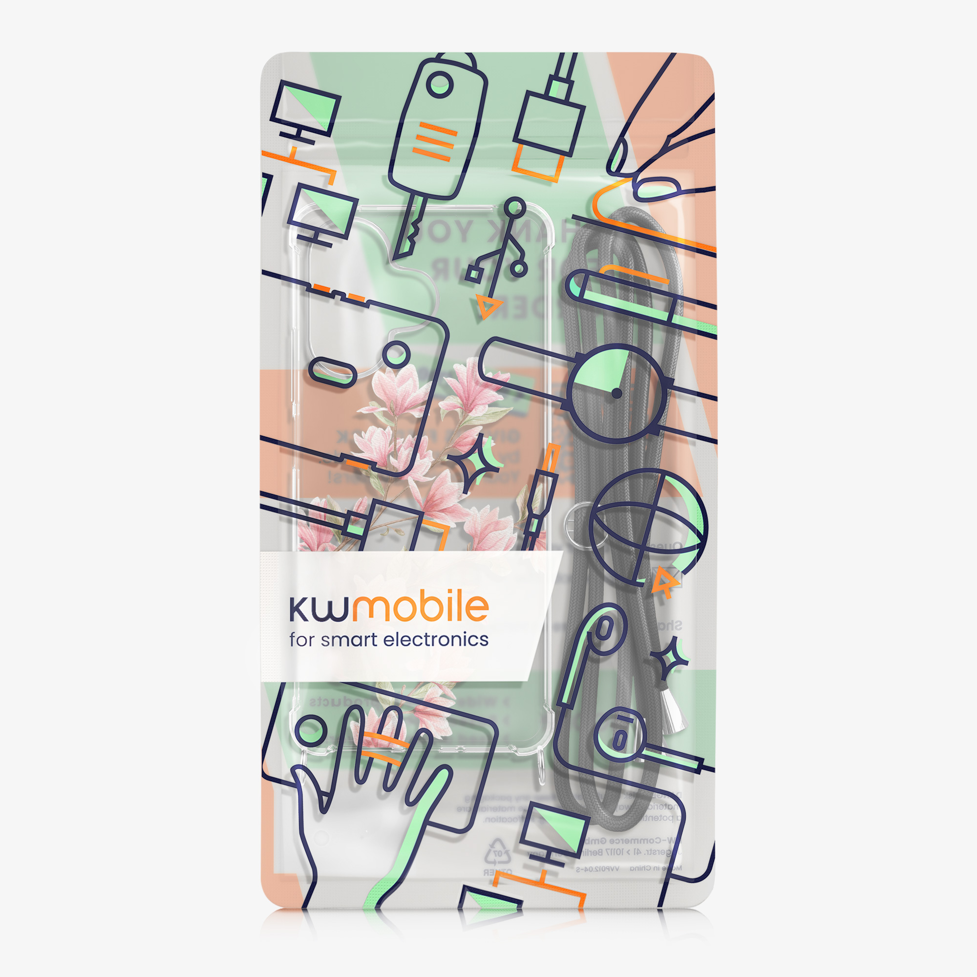Kryt Xiaomi Redmi 13 crossbody popruh magnolie - růžová/bílá kwmobile