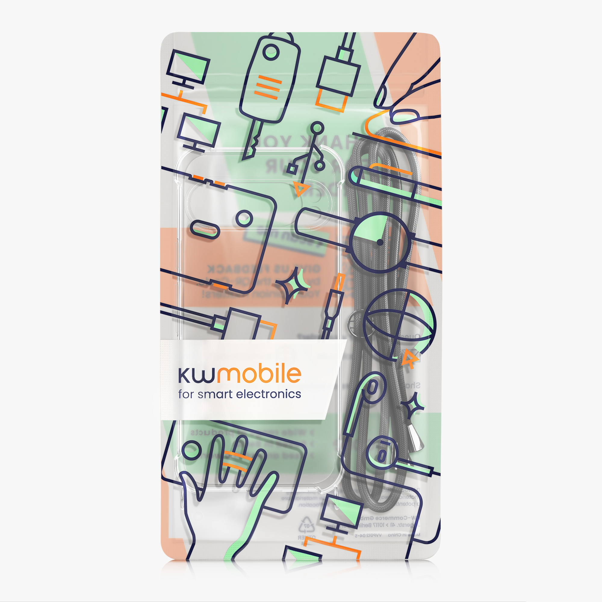 Crossbody kryt kwmobile pro Google Pixel 9 Pro XL - transparentní / černá