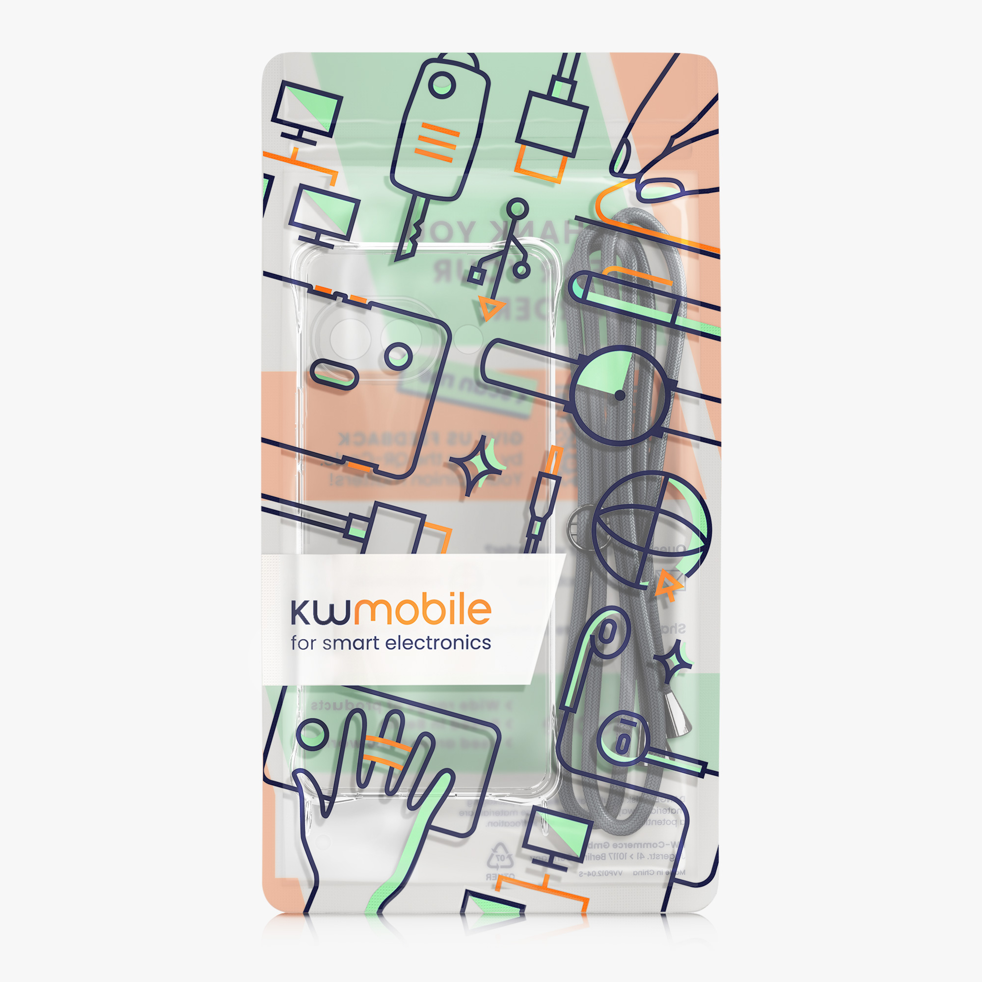 Crossbody kryt kwmobile pro Google Pixel 9a - šedá / transparentní