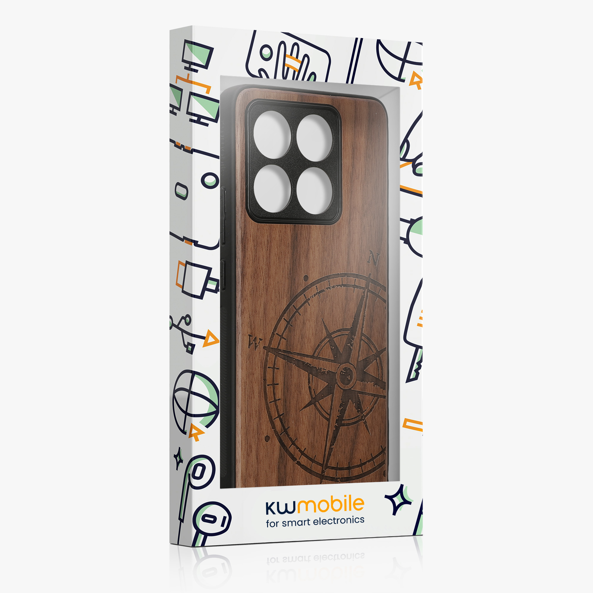 Kryt na mobil Xiaomi 14T kwmobile Wood Case tmavě hnědá