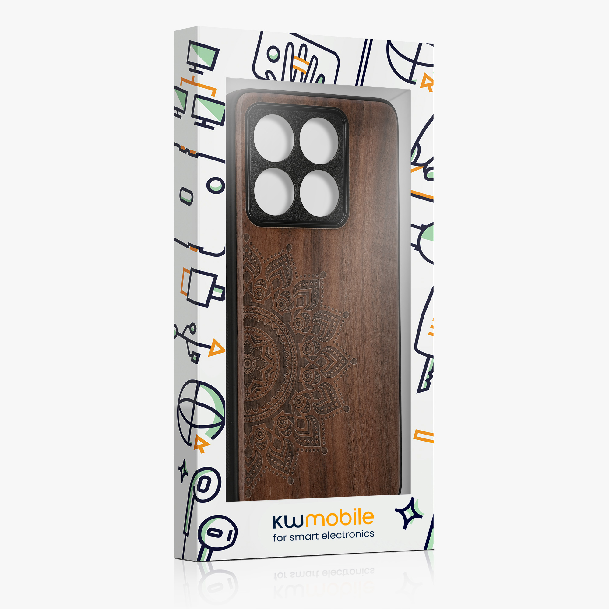 Kryt na mobil Xiaomi 14T kwmobile Wood Case tmavě hnědá