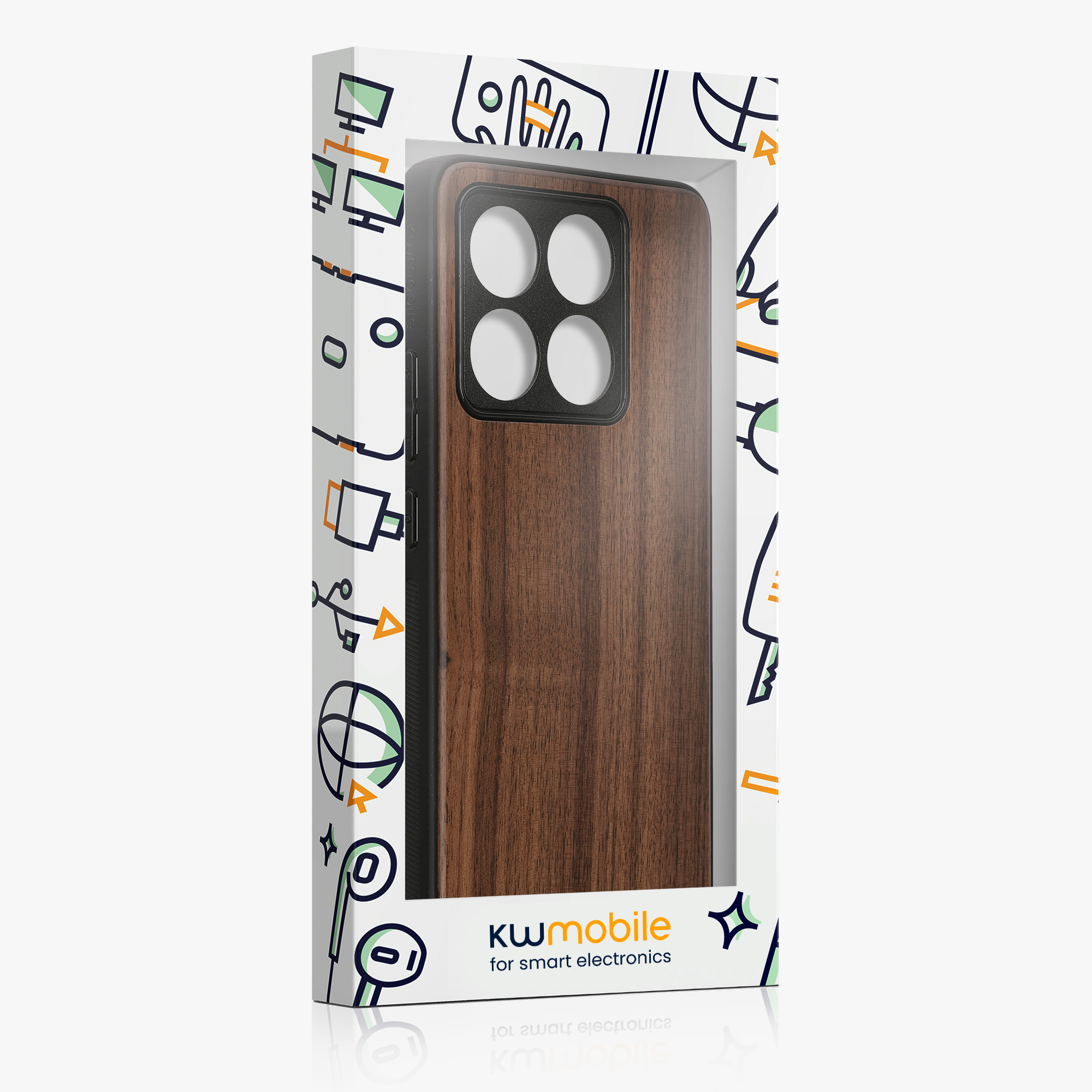 Kryt na mobil Xiaomi 14T kwmobile Wood Case tmavě hnědá