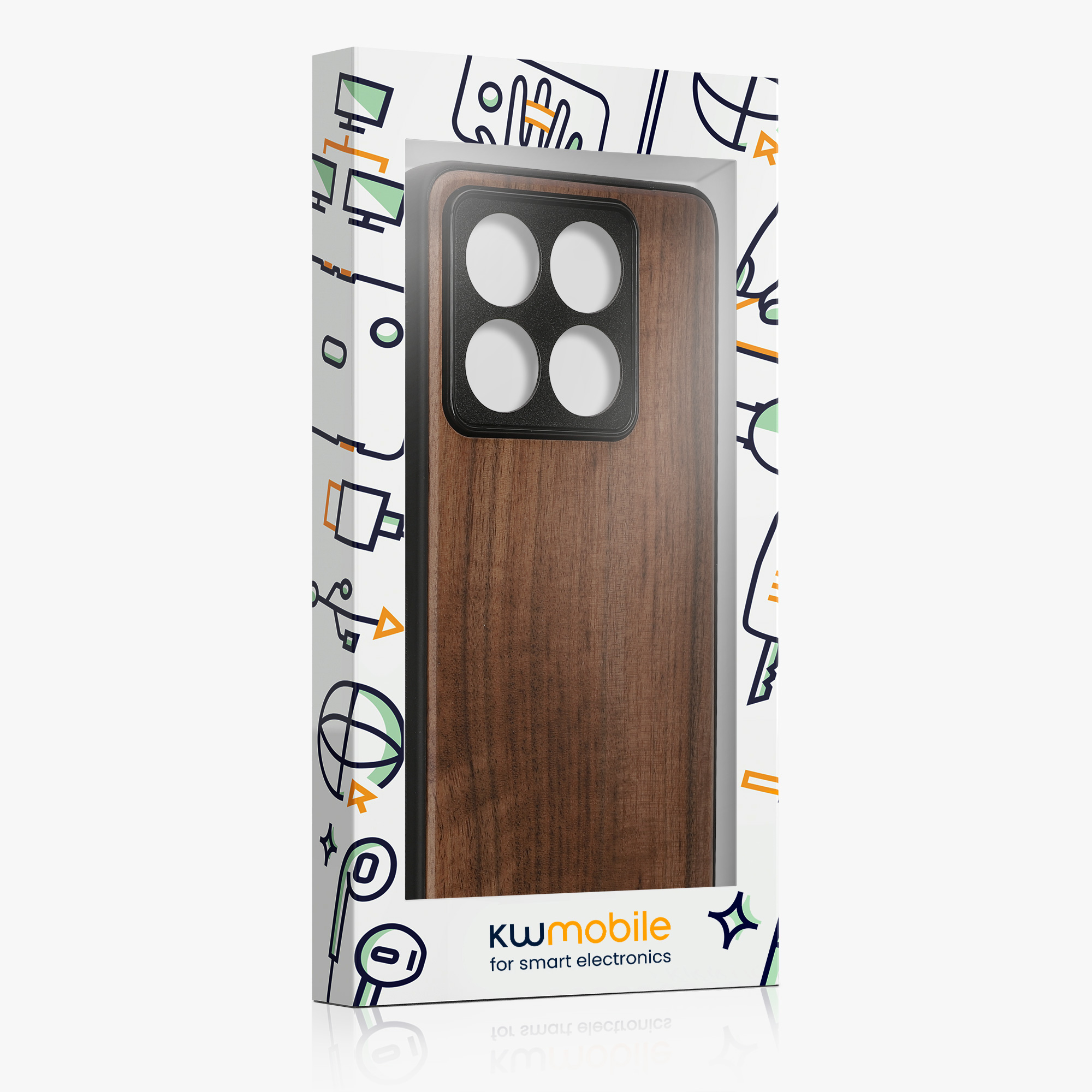 Kryt na mobil Xiaomi 14T Pro kwmobile Wood Case tmavě hnědá