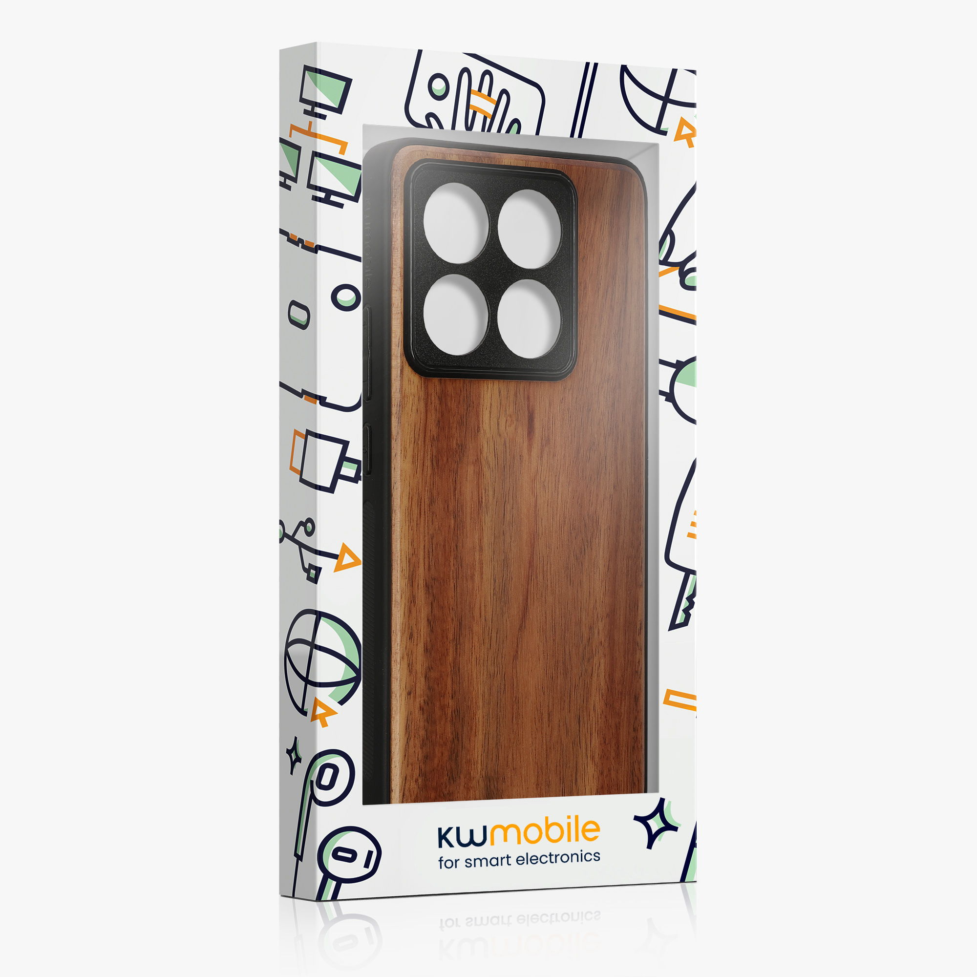 Kryt na mobil Xiaomi 14T Pro kwmobile Wood Case vintage hnědá / hnědá