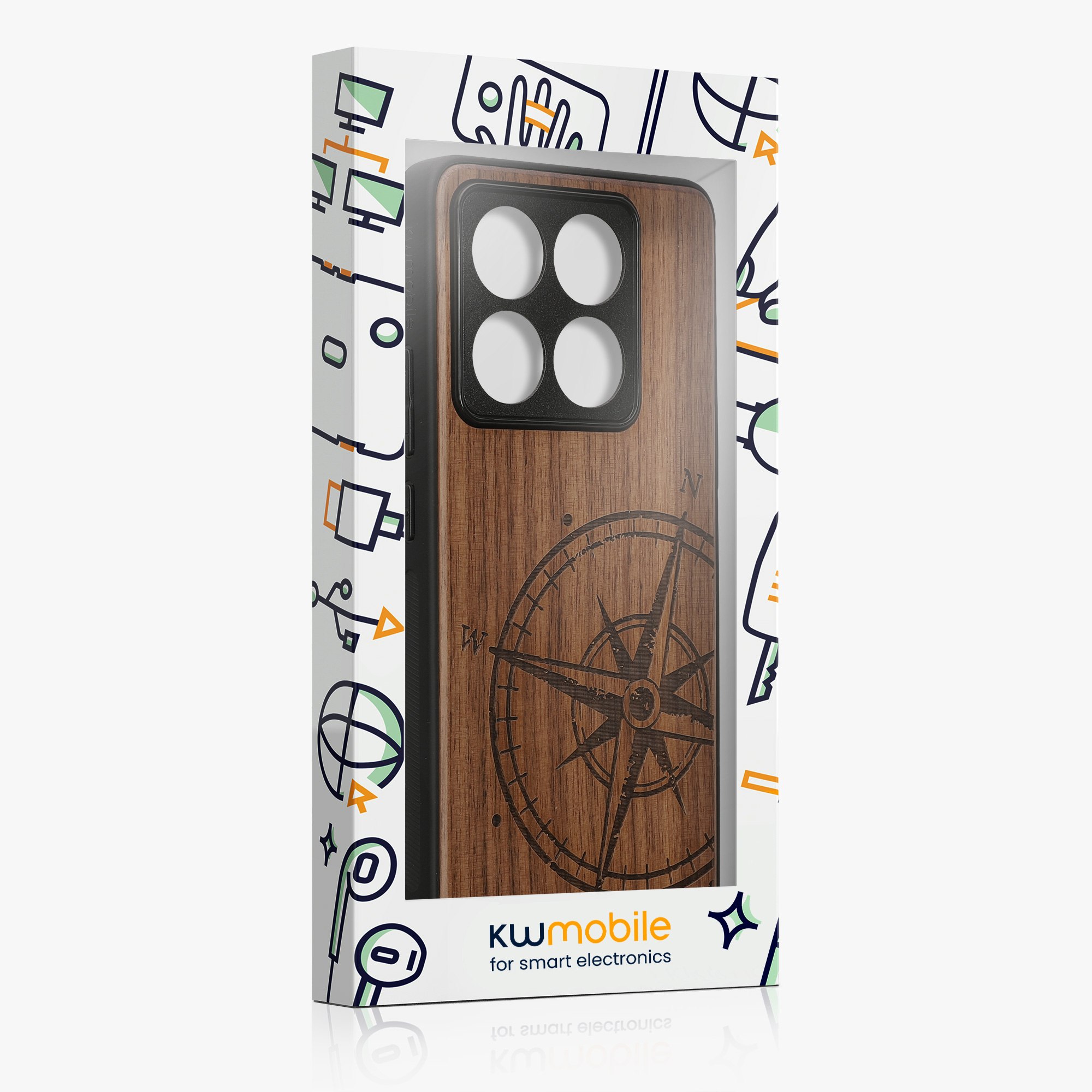 Kryt na mobil Xiaomi 14T Pro kwmobile Wood Case tmavě hnědá