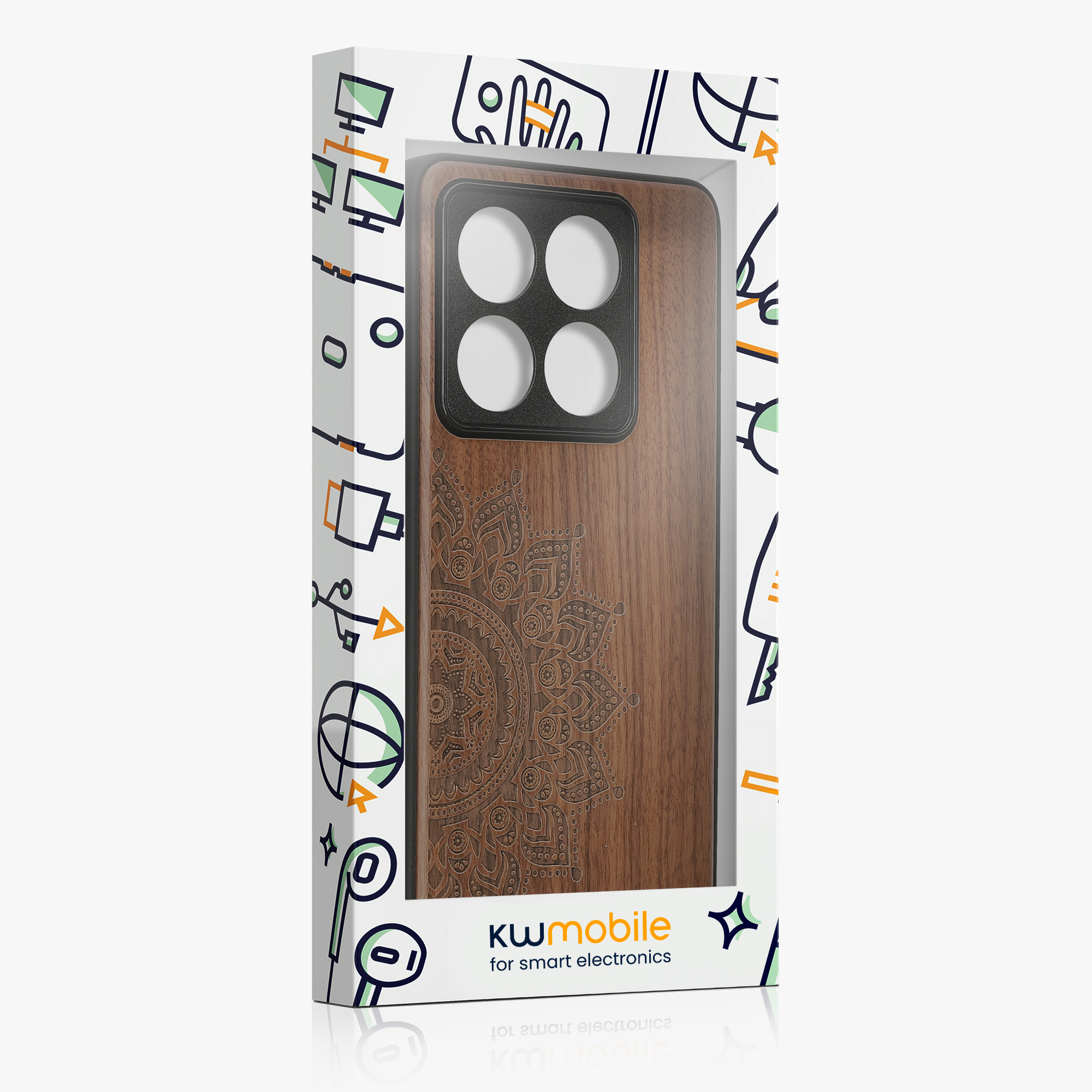 Kryt na mobil Xiaomi 14T Pro kwmobile Wood Case tmavě hnědá