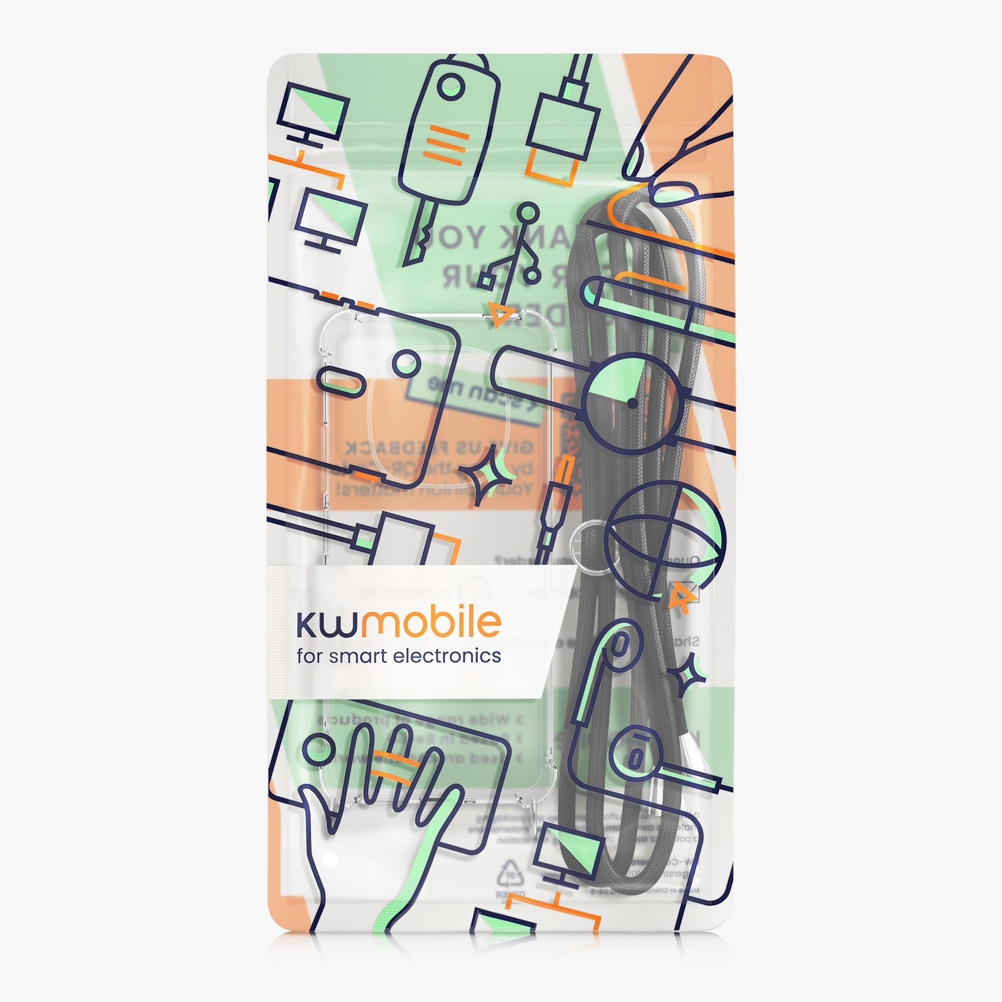 Kryt Xiaomi Redmi Note 14 Pro 5G crossbody popruh průhledná kwmobile