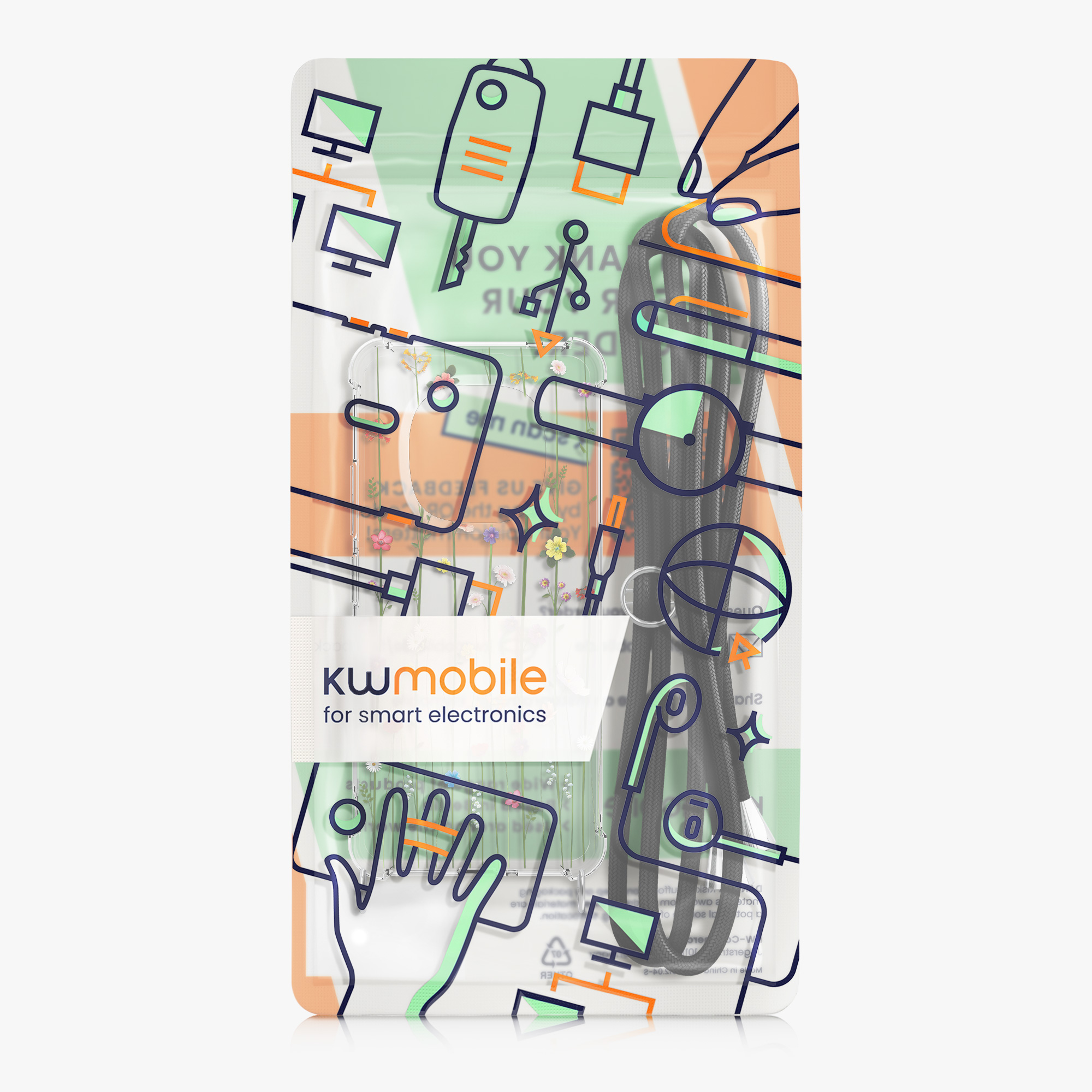 Kryt Xiaomi Redmi Note 14 Pro 5G crossbody popruh divoké kvítí - vícebarevná kwmobile