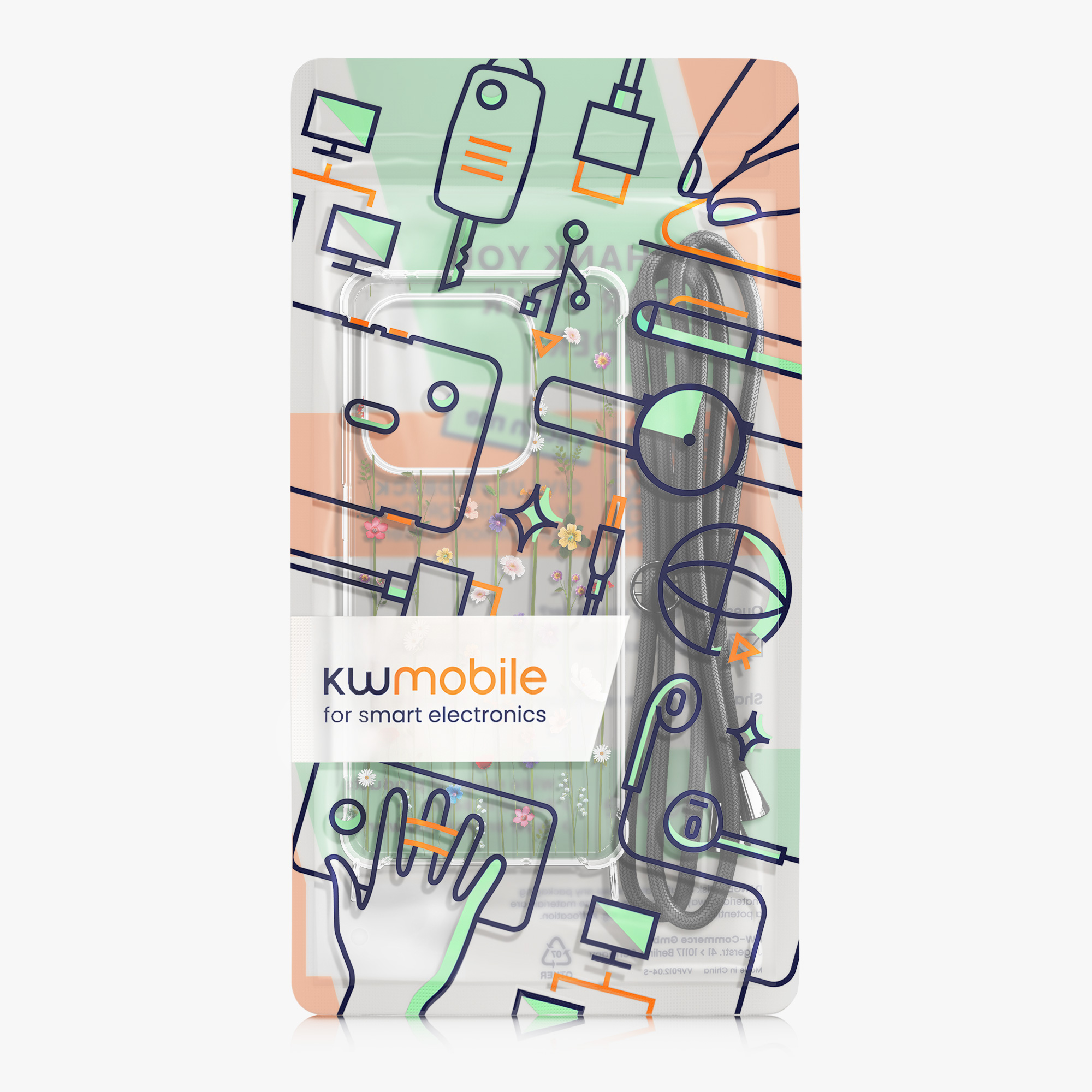 Kryt Xiaomi Redmi Note 14 5G (Not for 4G) crossbody popruh divoké kvítí - vícebarevná kwmobile
