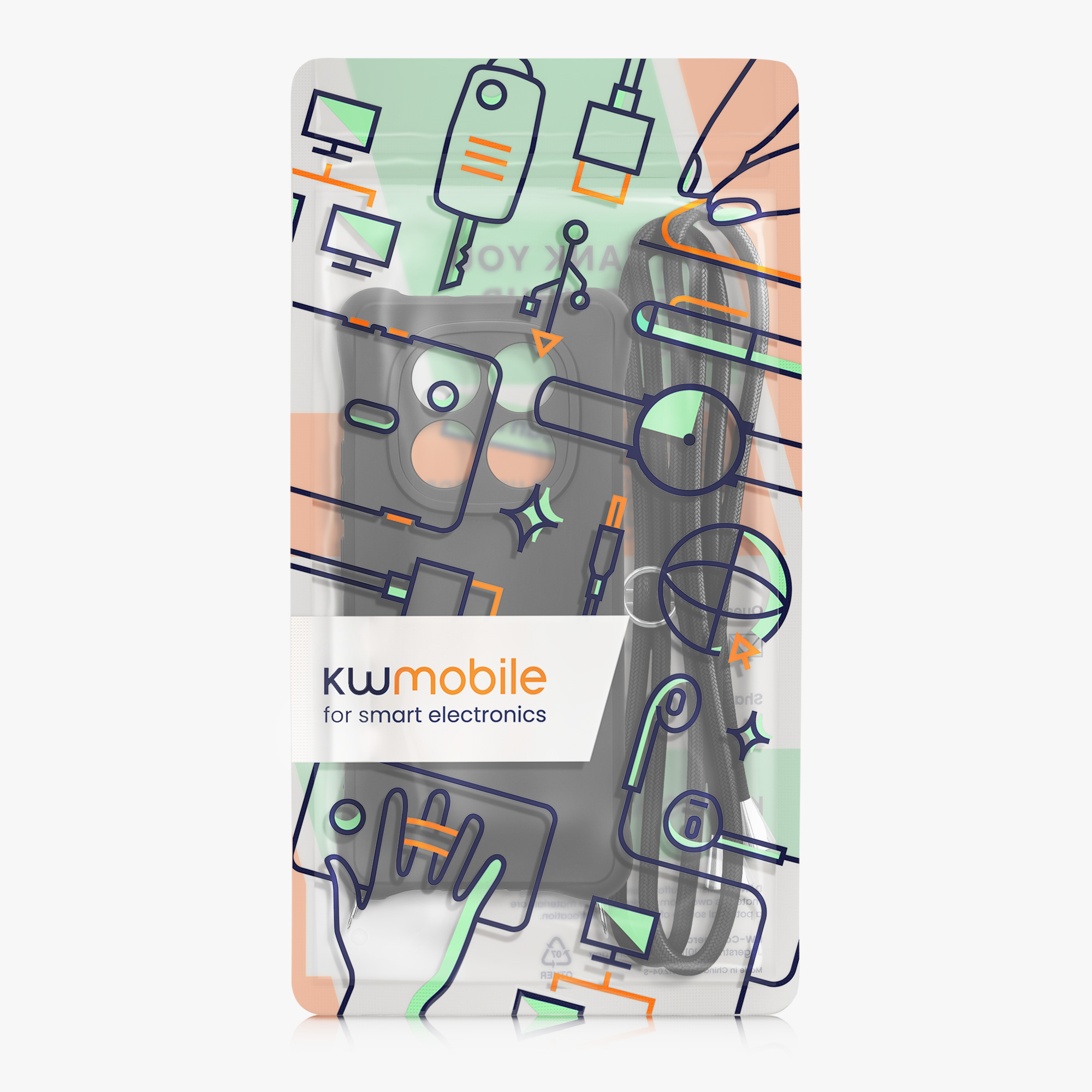 Kryt Xiaomi Redmi Note 14 Pro 5G crossbody popruh TPU černá matná kwmobile