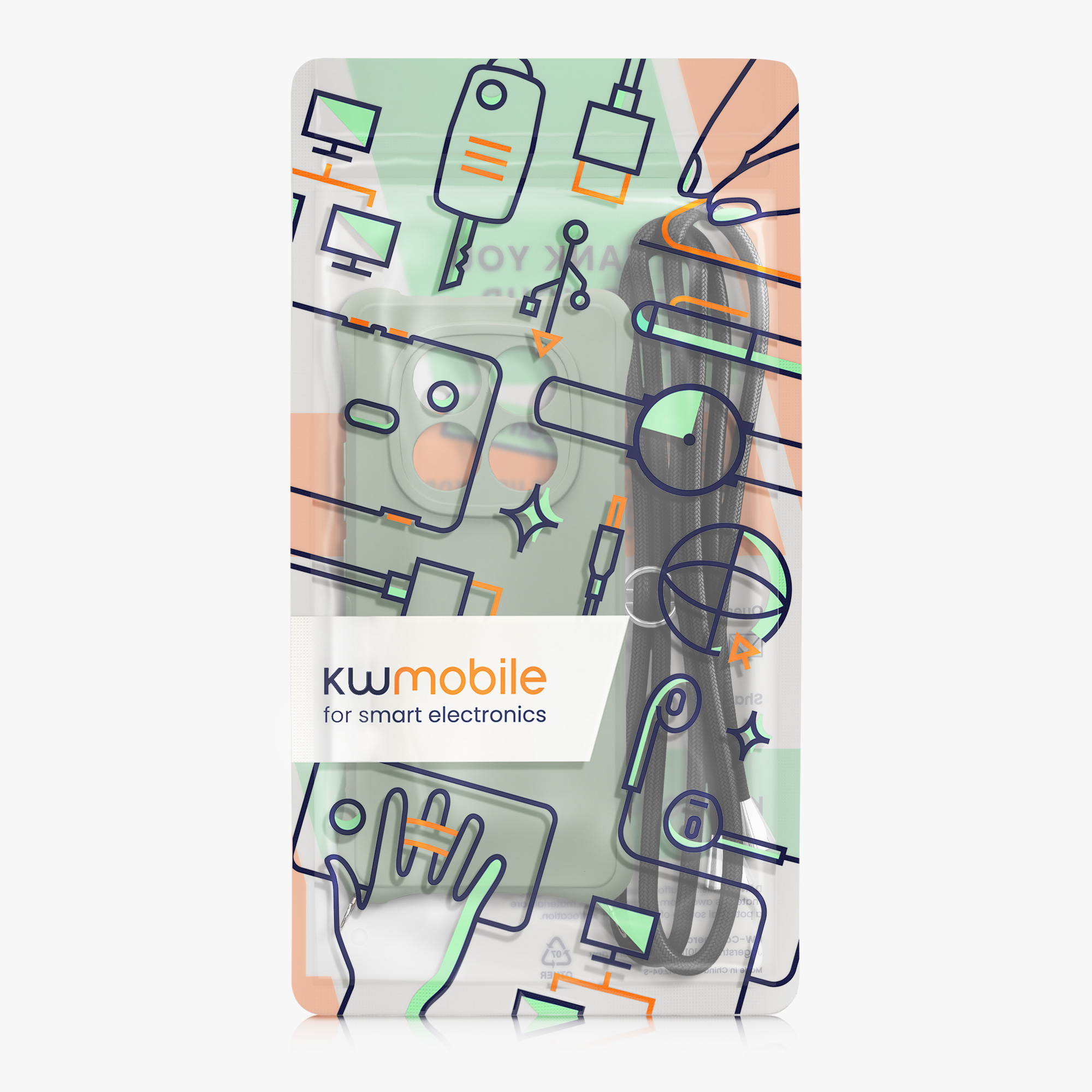 Kryt Xiaomi Redmi Note 14 Pro+ 5G crossbody popruh TPU šedozelená kwmobile
