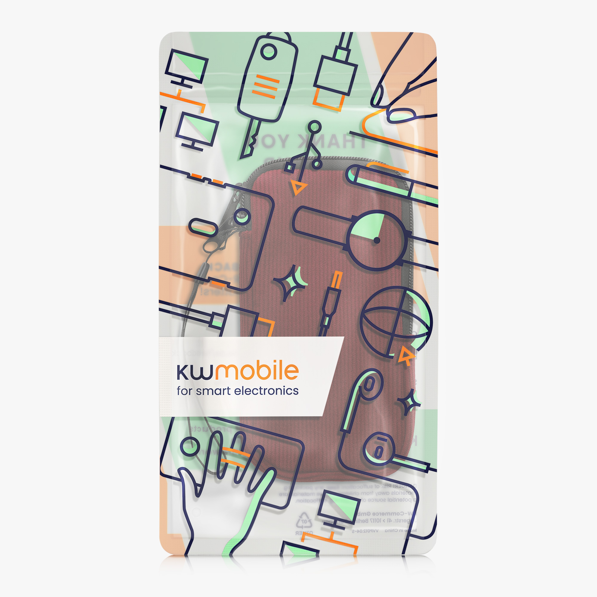 Univerzální pouzdro kwmobile na mobil - hnědočervená
