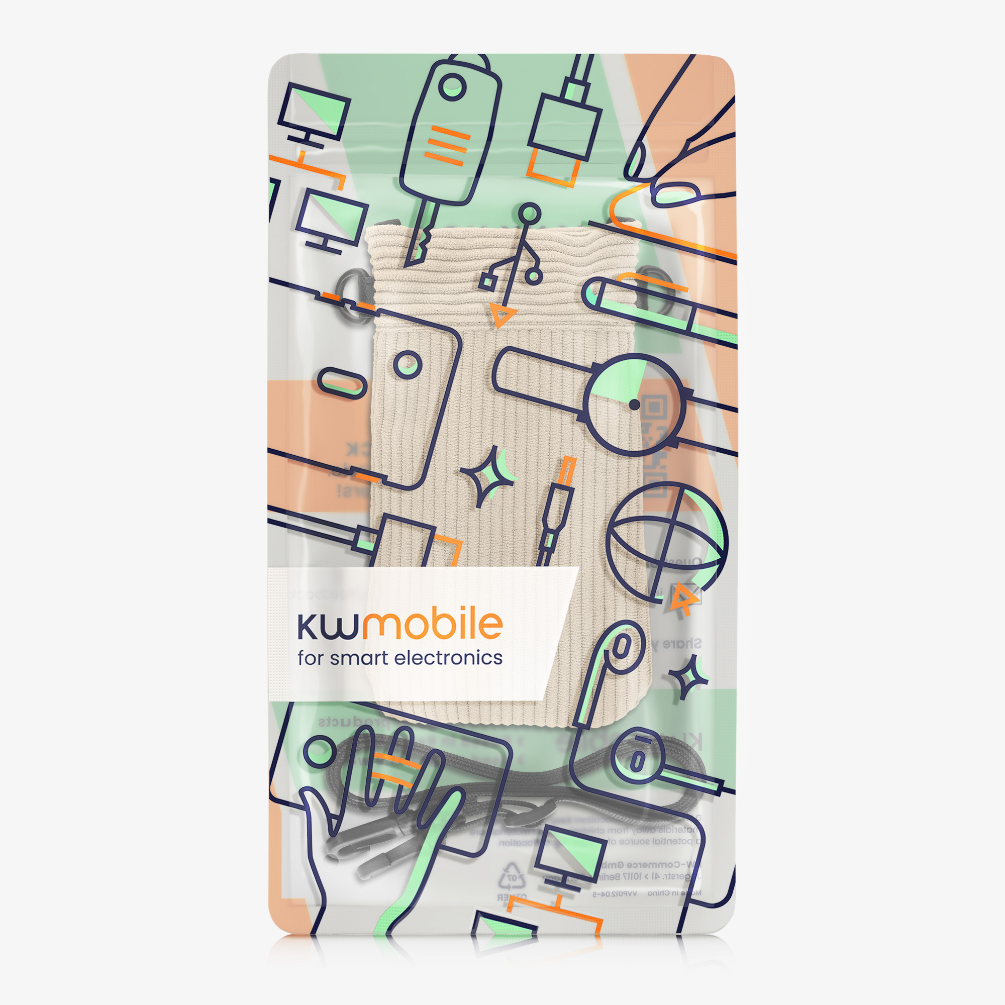 Univerzální pouzdro kwmobile na mobil - krémová