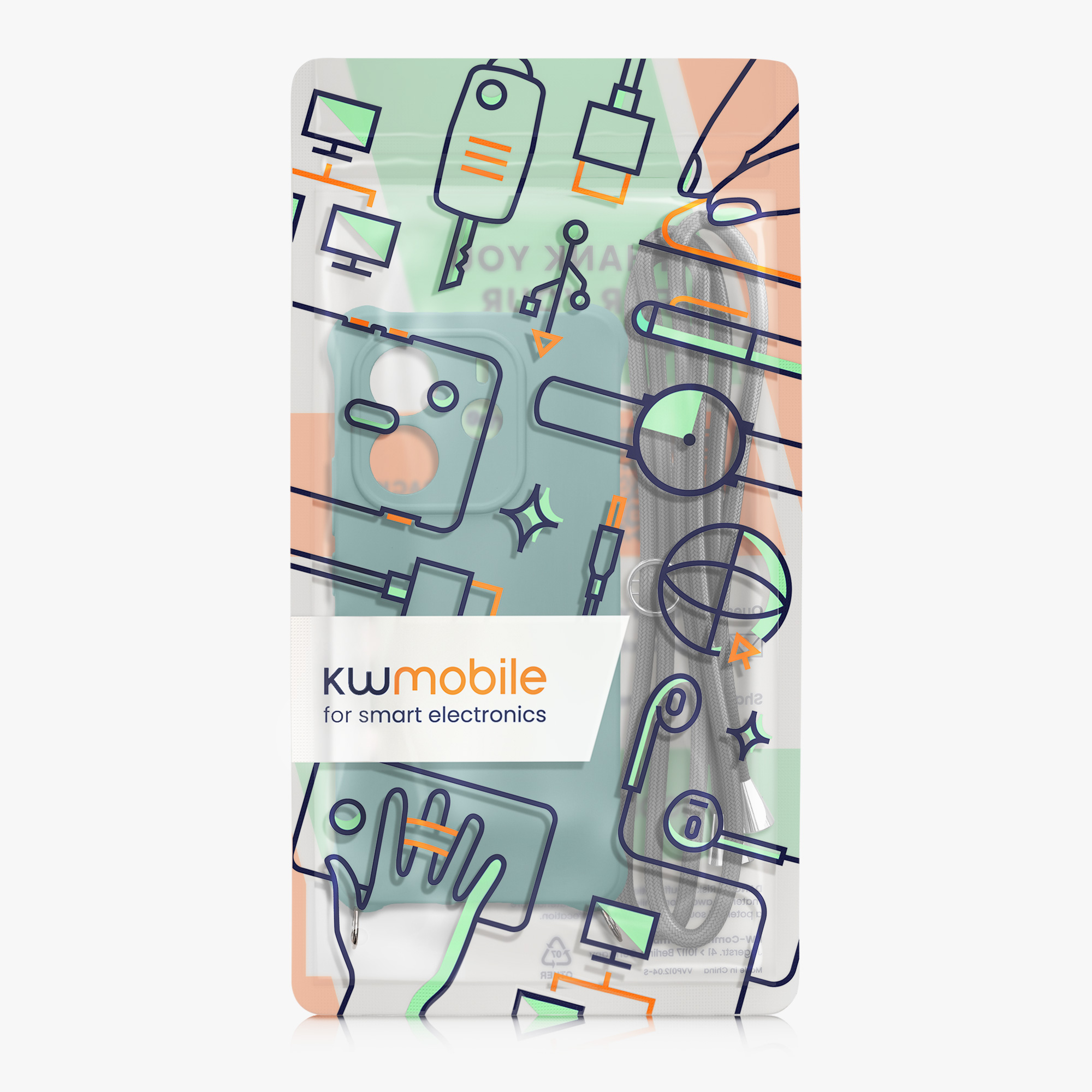 Kryt Xiaomi Redmi Note 14 4G (Not for 5G) crossbody popruh TPU Petrol kwmobile