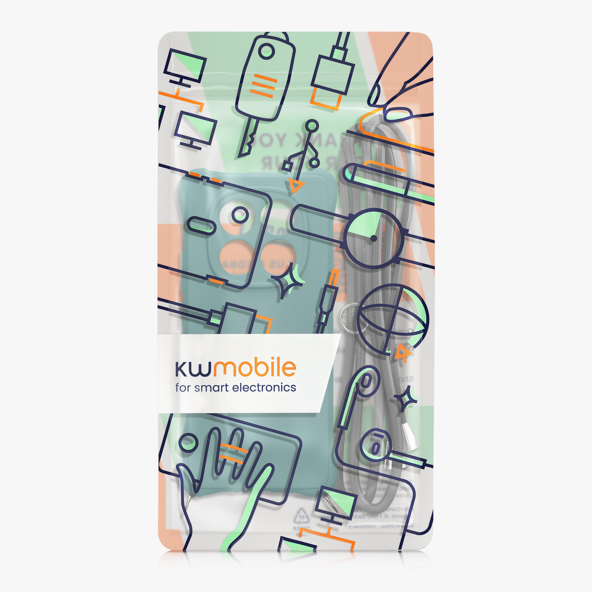 Kryt Xiaomi Redmi Note 14 Pro 4G crossbody popruh TPU Petrol kwmobile