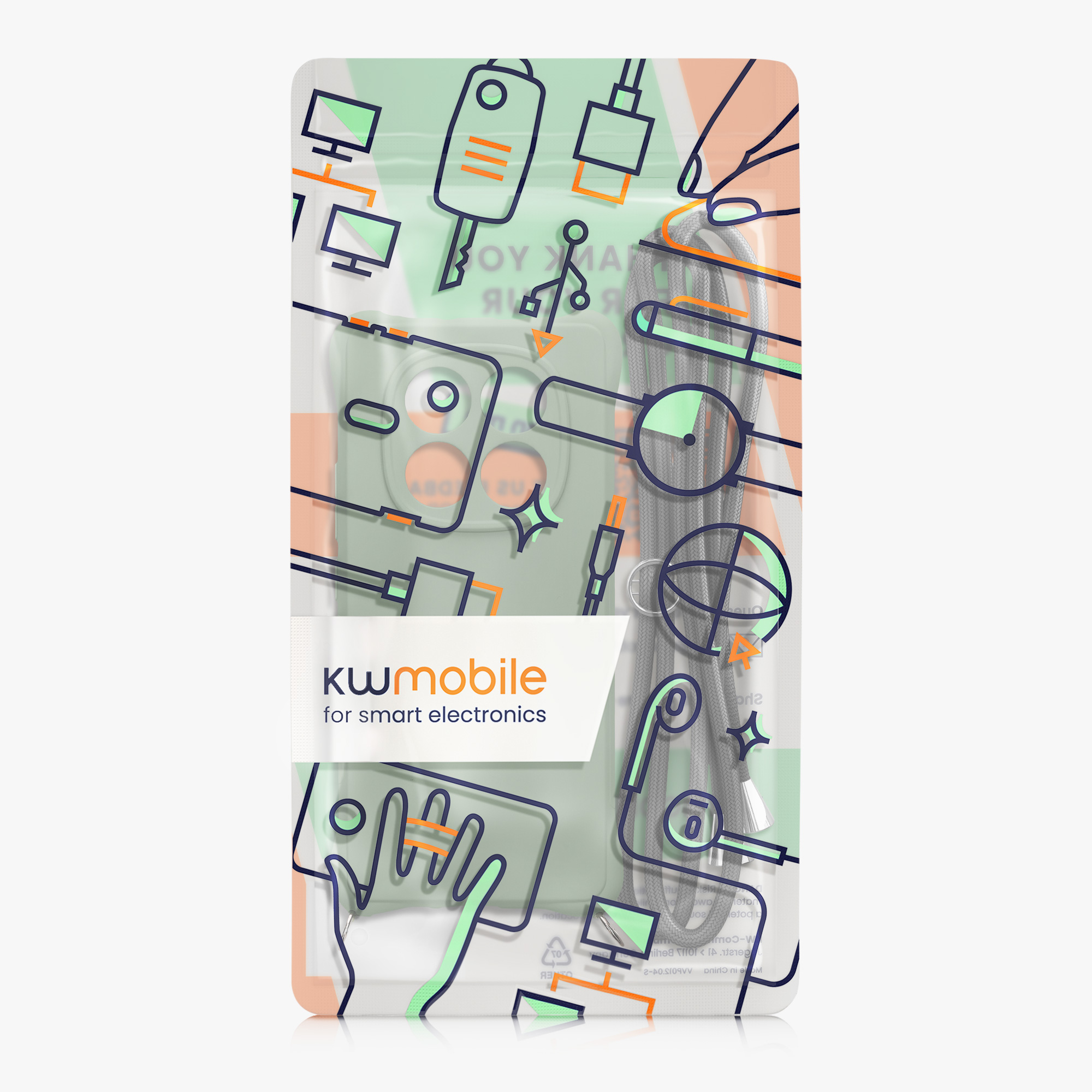 Kryt Xiaomi Redmi Note 14 Pro 4G crossbody popruh TPU šedozelená kwmobile