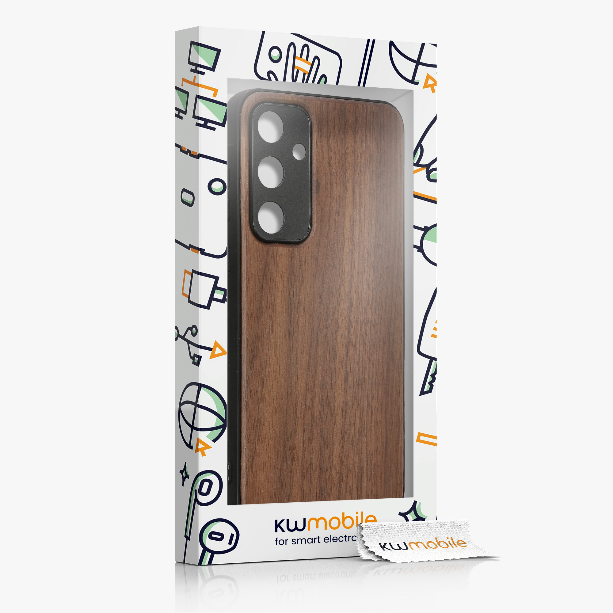 Dřevěný kryt na mobil Samsung Galaxy A55 5G kwmobile TPU rámeček Tmavě hnědá