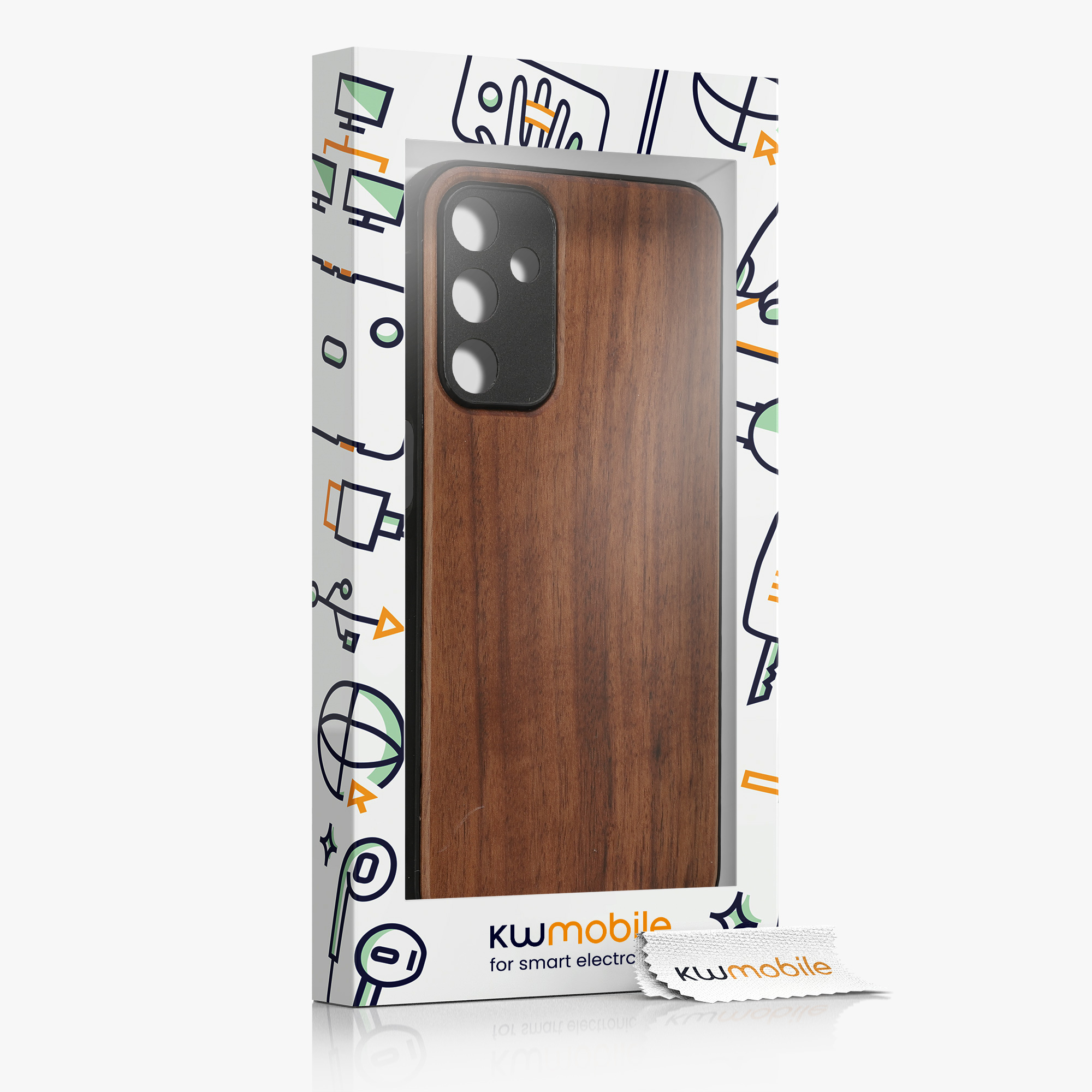 Dřevěný kryt na mobil Samsung Galaxy A15 5G kwmobile TPU rámeček Tmavě hnědá
