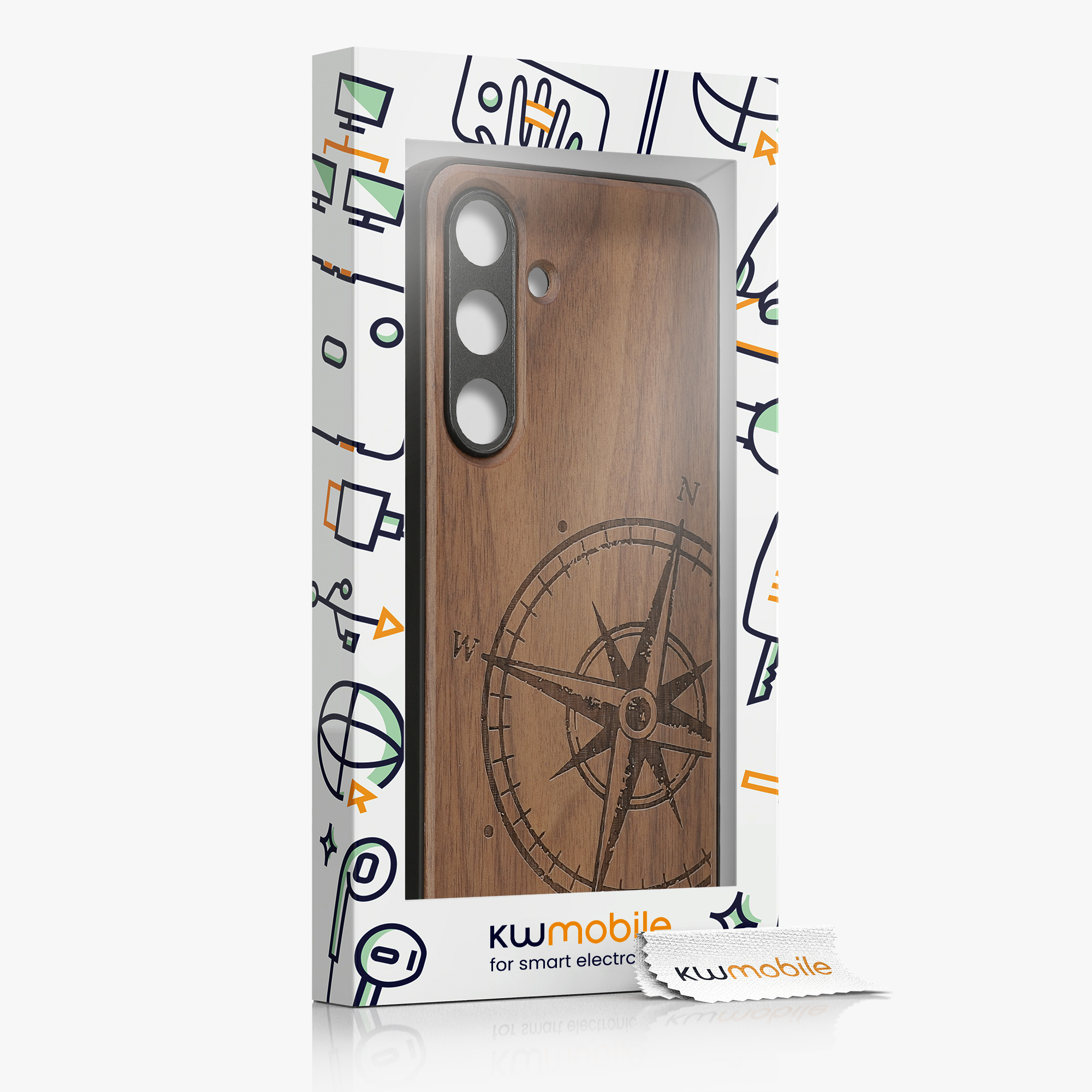 Dřevěný kryt na mobil Galaxy S24 kwmobile tmavě hnědý
