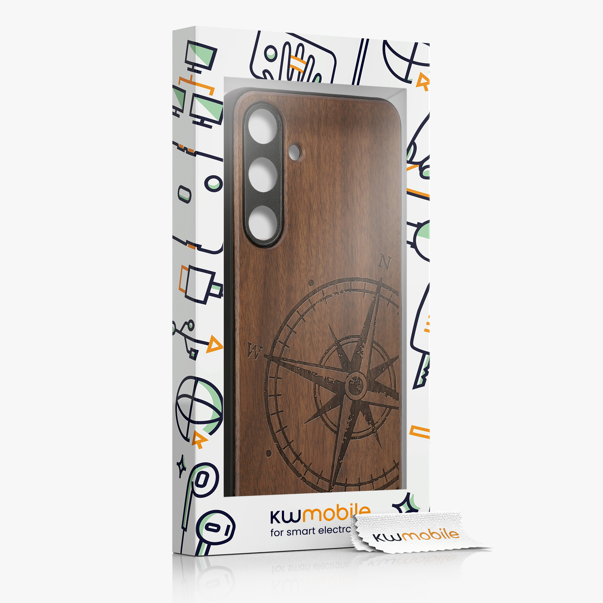 Dřevěný kryt Samsung Galaxy S24 Plus kwmobile tmavě hnědá