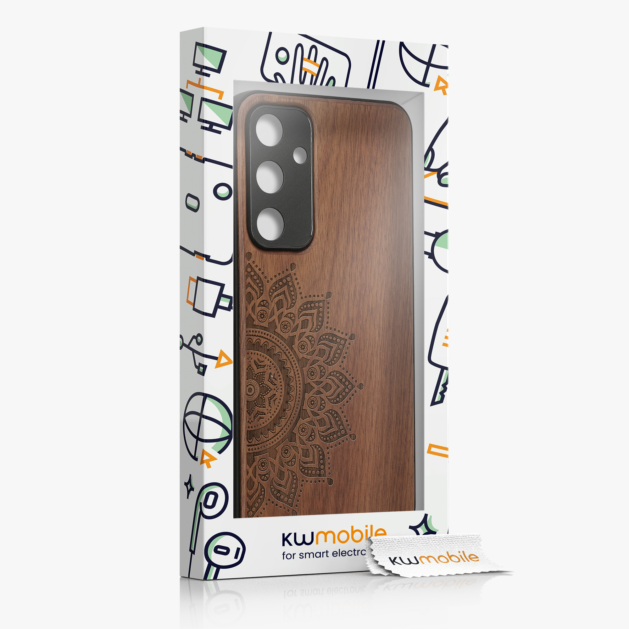 Dřevěný kryt na mobil Samsung Galaxy A55 5G kwmobile TPU rámeček Tmavě hnědá