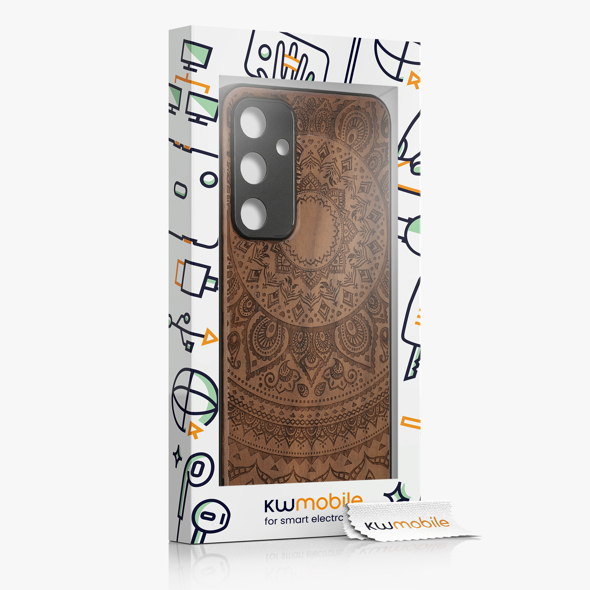 Dřevěný kryt na mobil Samsung Galaxy A55 5G kwmobile TPU rámeček Tmavě hnědá