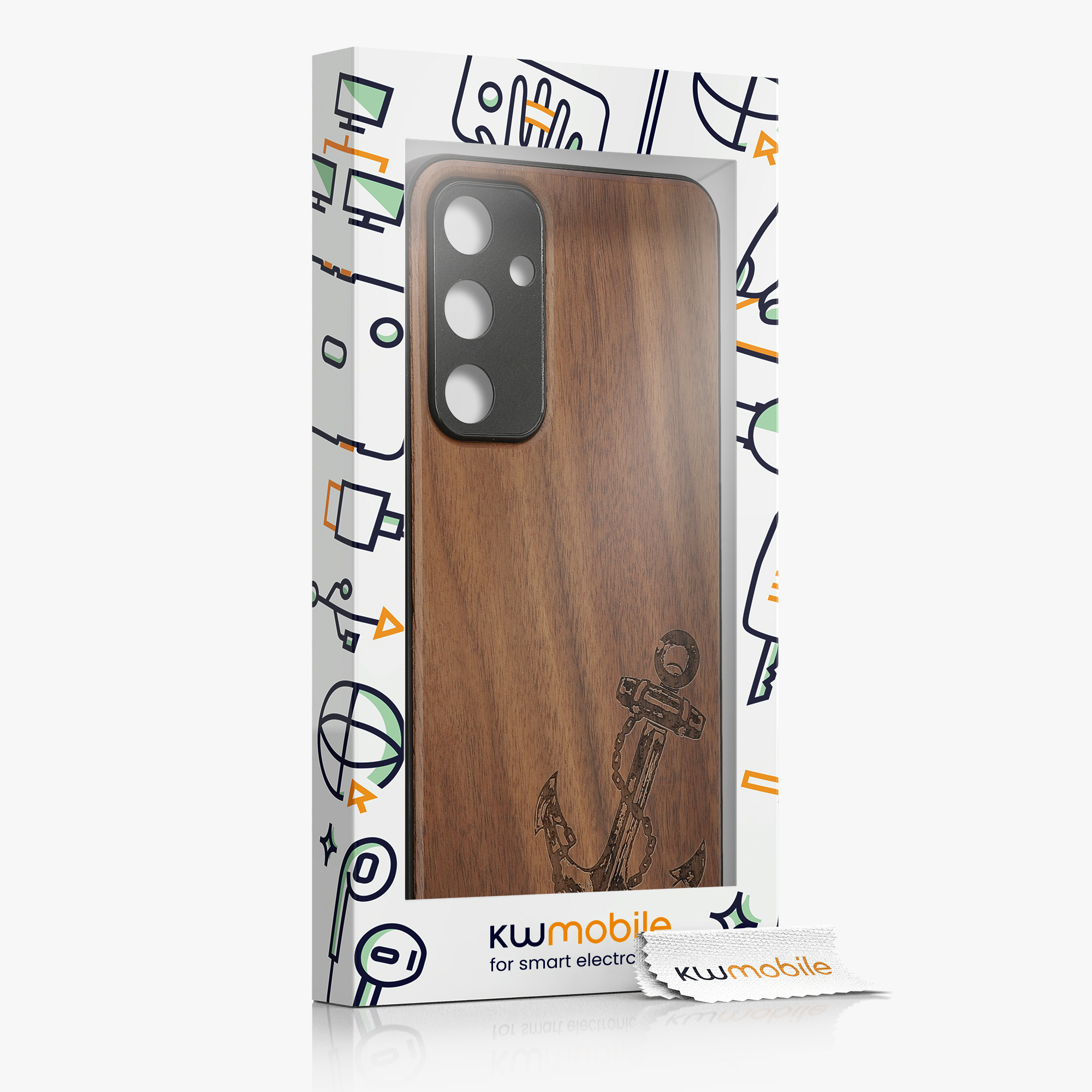 Dřevěný kryt na mobil Samsung Galaxy A55 5G kwmobile TPU rámeček Tmavě hnědá