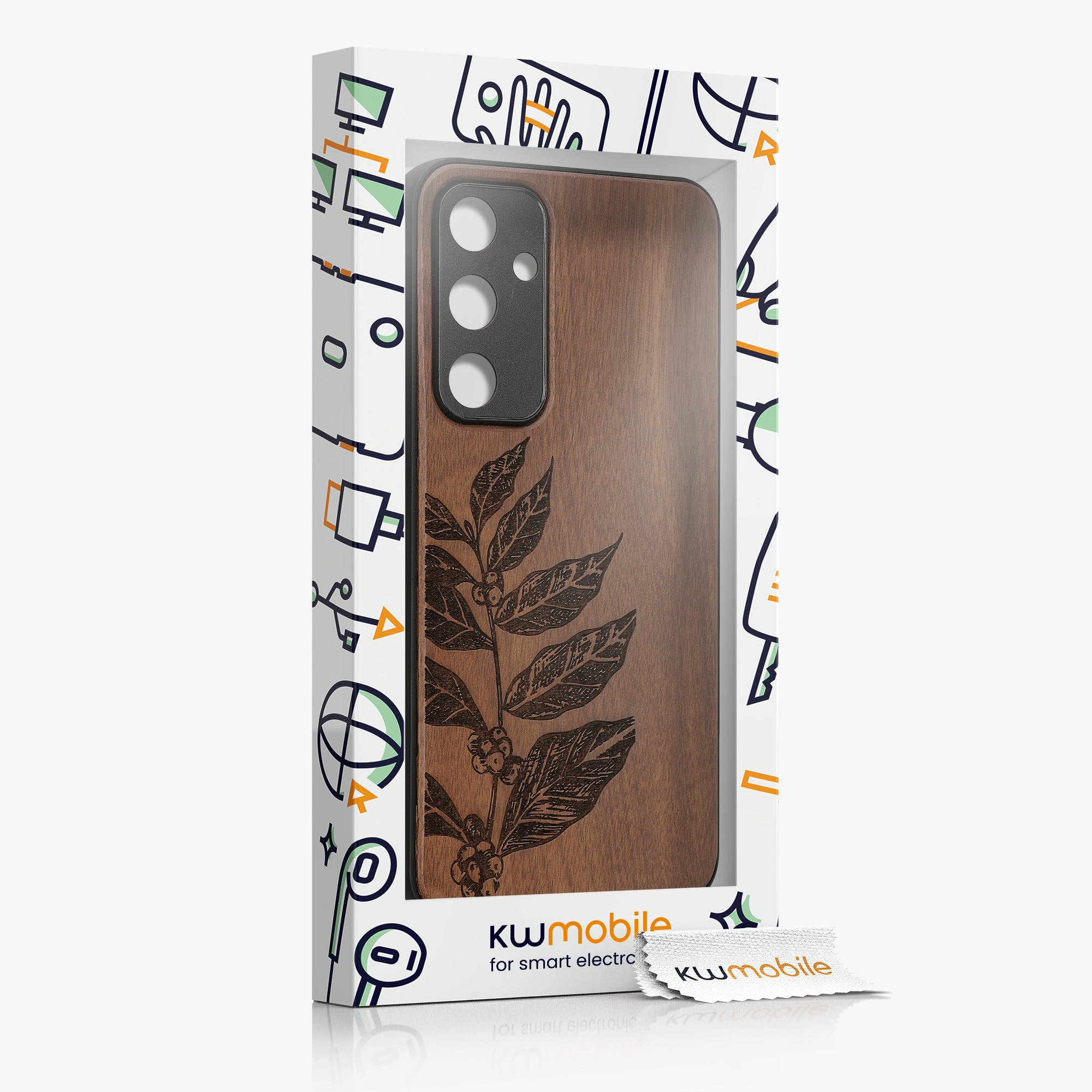 Dřevěný kryt na mobil Samsung Galaxy A55 5G kwmobile TPU rámeček Tmavě hnědá