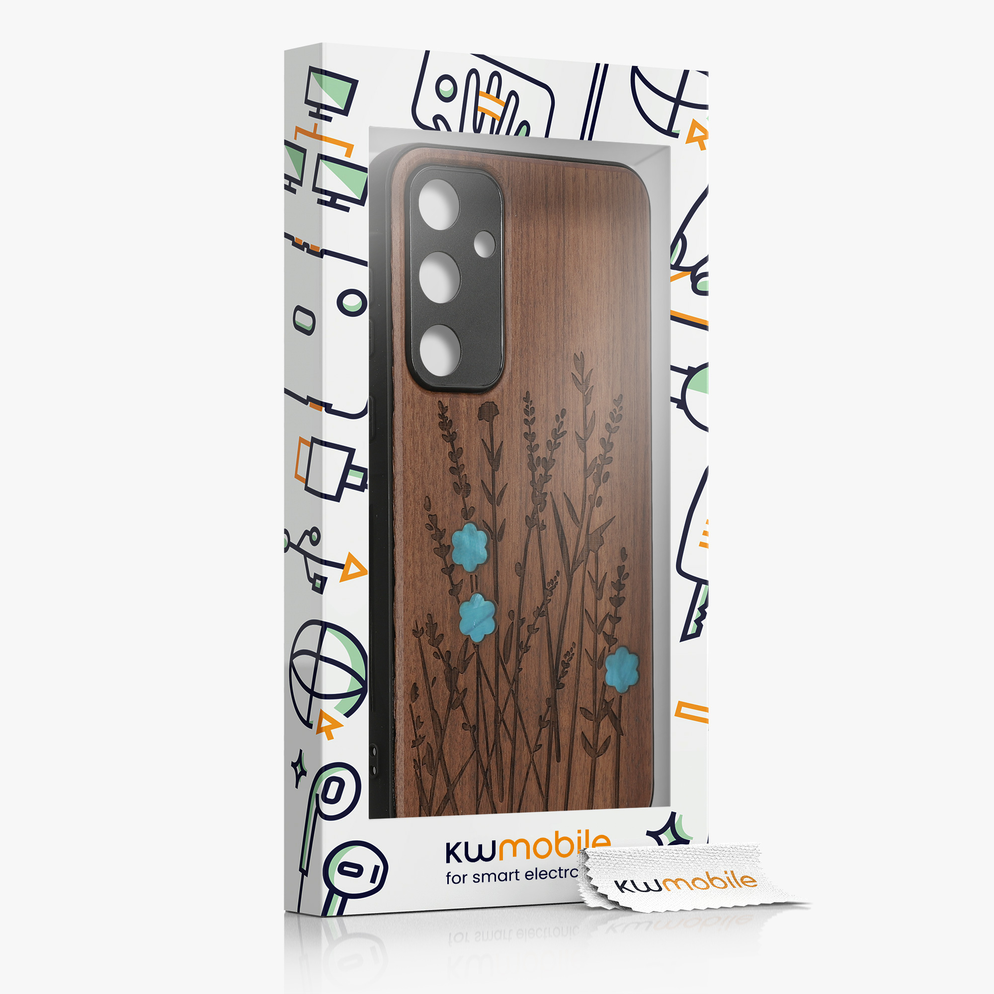 Dřevěný kryt na mobil Samsung Galaxy A55 5G kwmobile TPU rámeček Tmavě hnědá