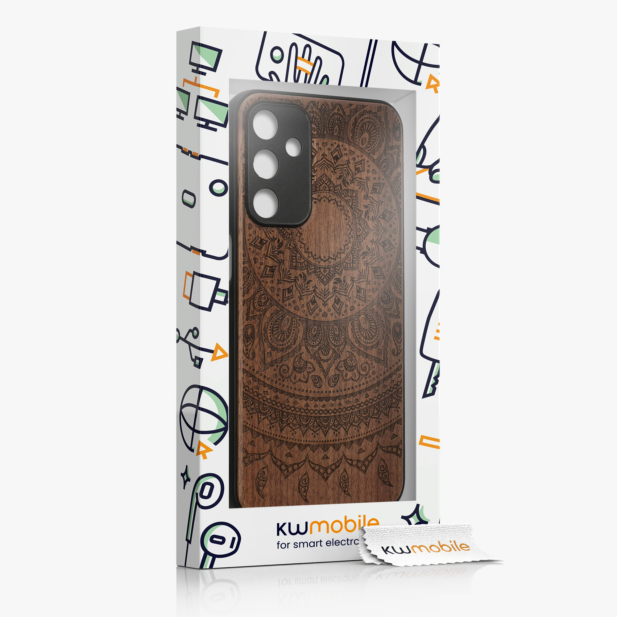 Dřevěný kryt na mobil Samsung Galaxy A15 5G kwmobile TPU rámeček Tmavě hnědá