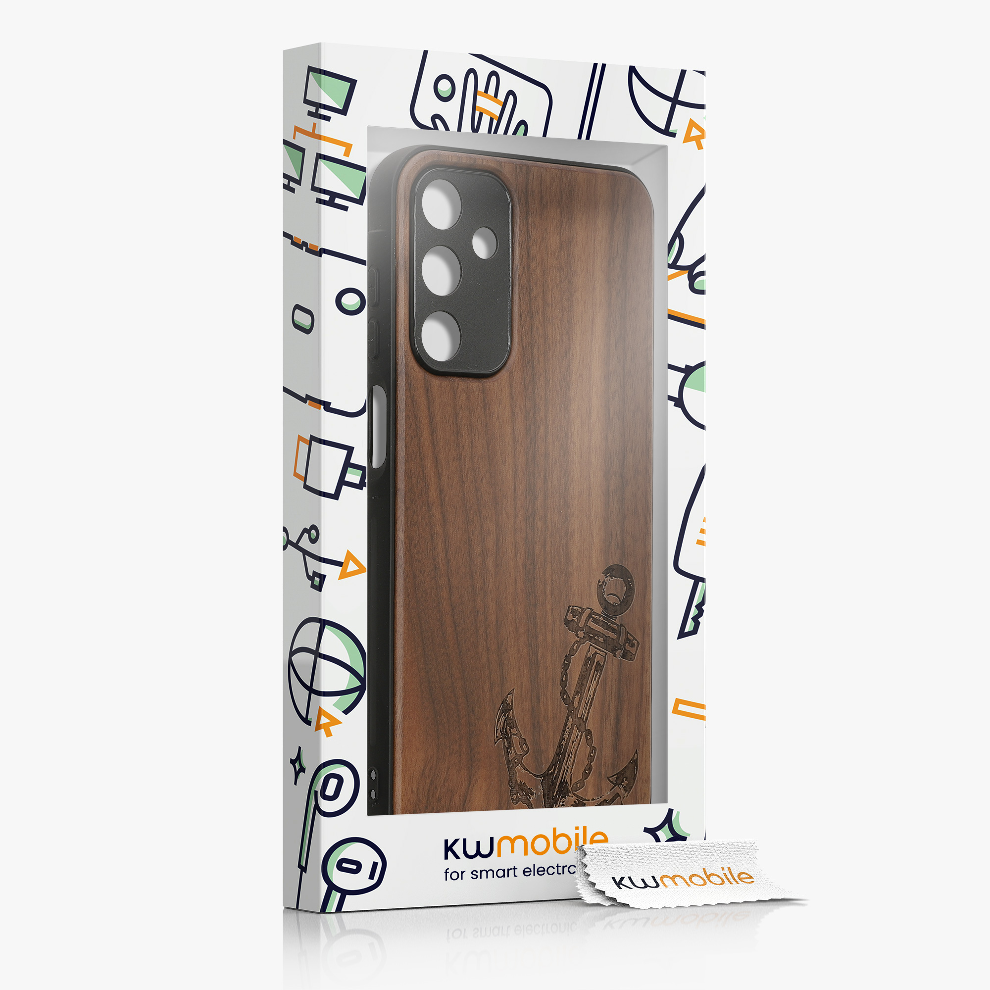 Dřevěný kryt na mobil Samsung Galaxy A15 5G kwmobile TPU rámeček Tmavě hnědá