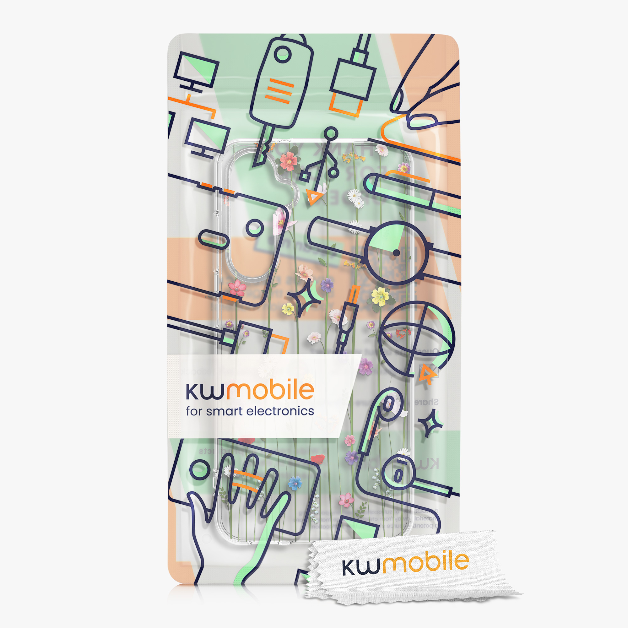 Průhledný kryt na mobil Samsung Galaxy A55 5G kwmobile motiv Wildflower Vines Wildflower Vines - vícebarevná / transparentní