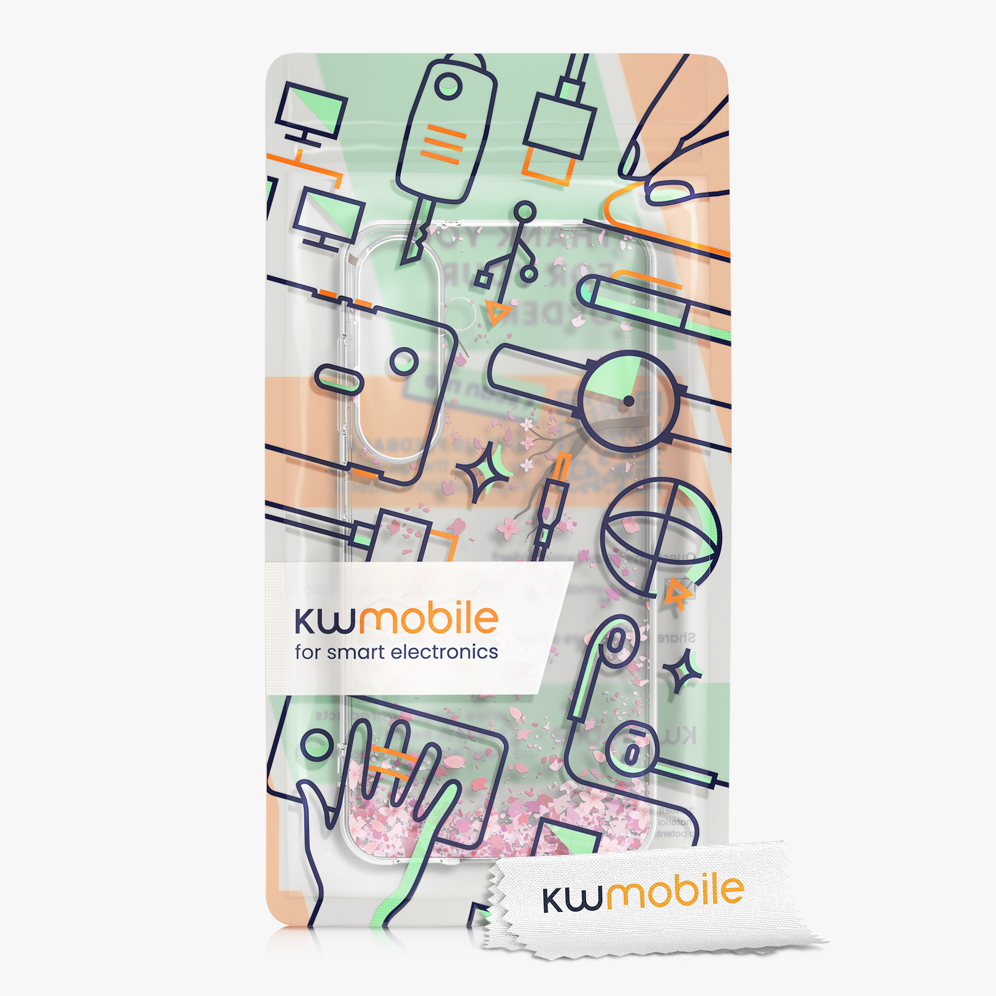 Lesklý kryt na mobil Galaxy S24 kwmobile růžové třešňové květy / tmavě hnědá / transparentní