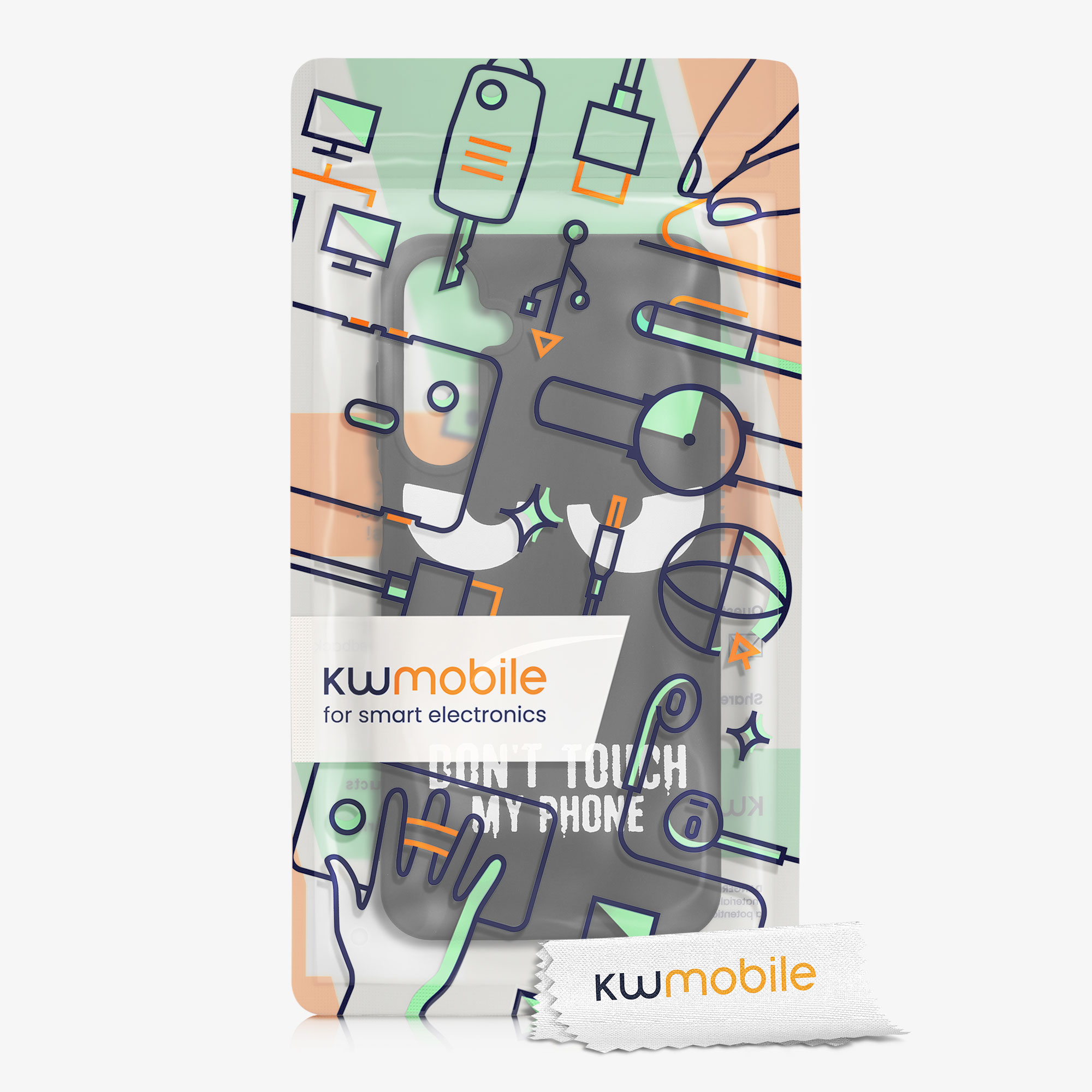 Kryt na mobil Samsung Galaxy A25 kwmobile motiv Don't Touch My Phone - White / Black